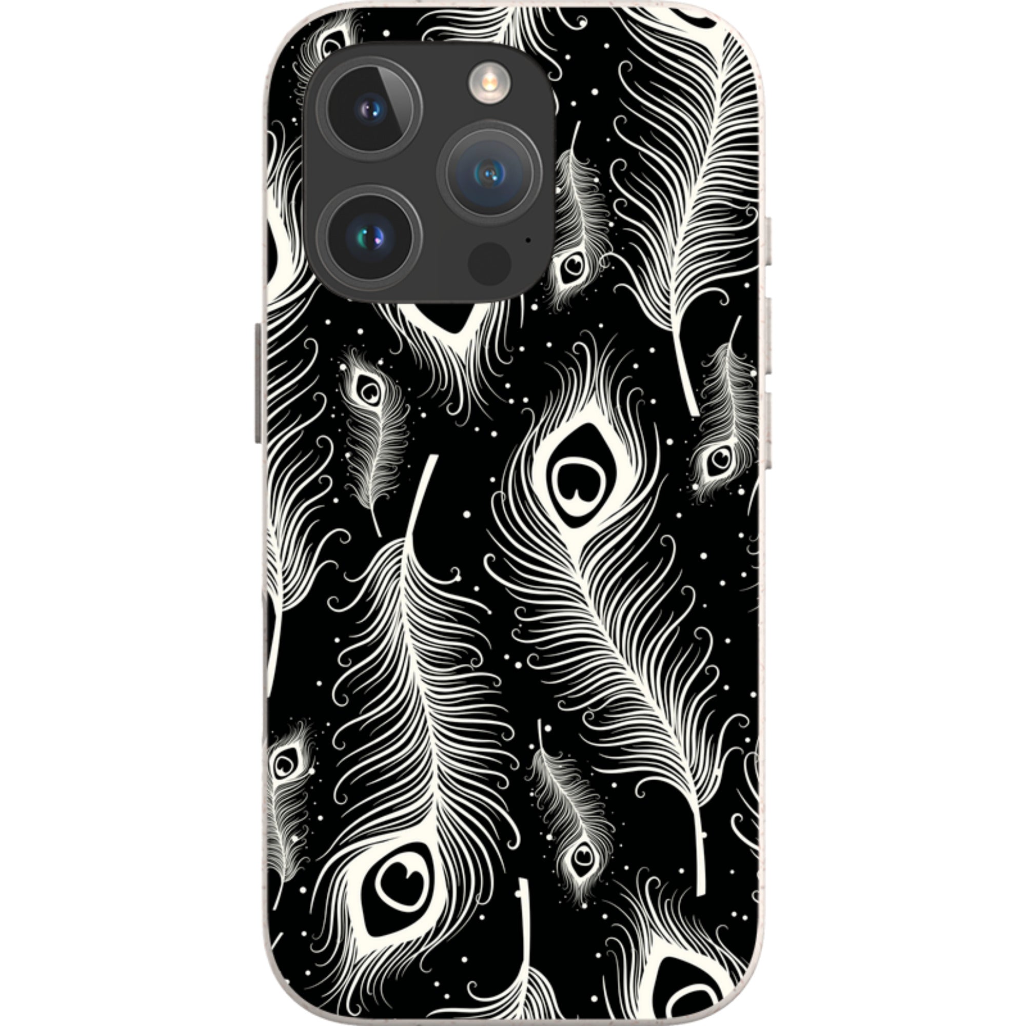 Feathers in Bloom Black — iPhone 16 Pro Max iPhone Bio-degradable Case — Finnaij