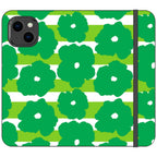 Bold Floral Green Vegan Leather — iPhone 14 Wallet Case — Finnaij