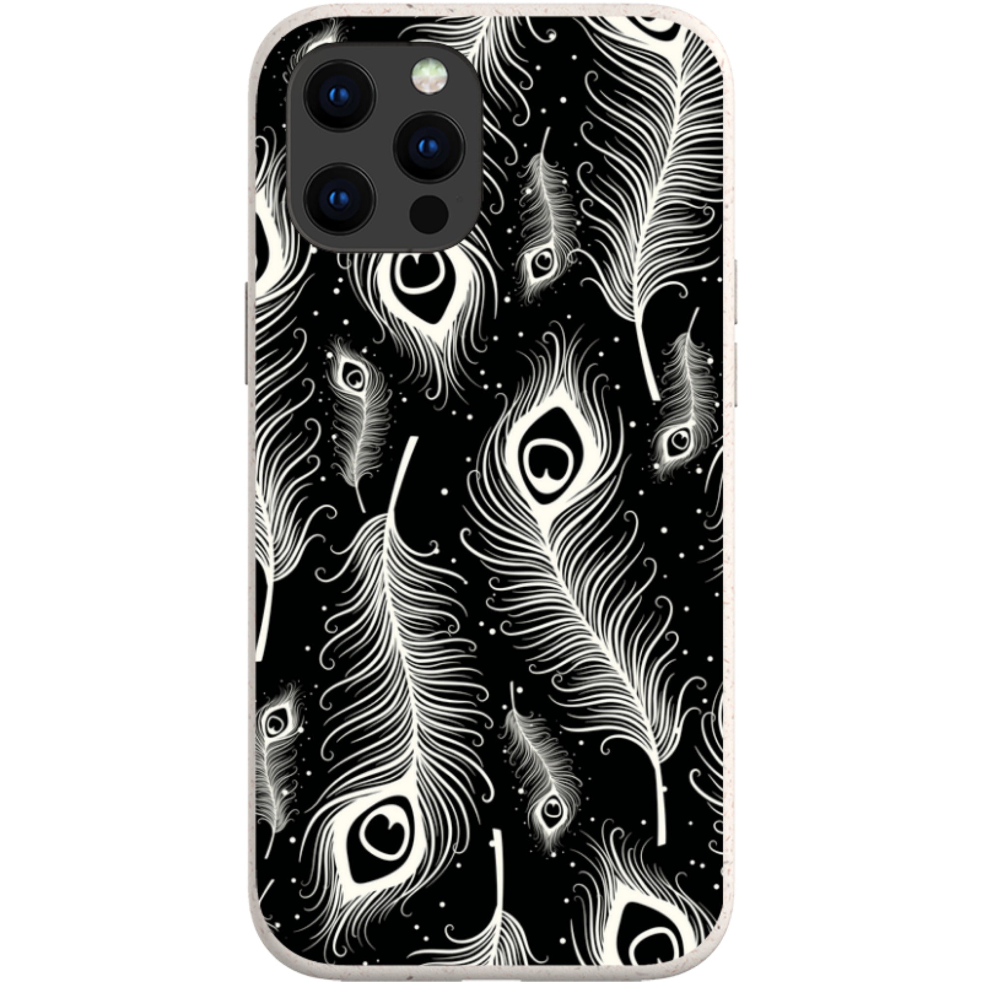 Feathers in Bloom Black — iPhone 13 Pro Max iPhone Bio-degradable Case — Finnaij