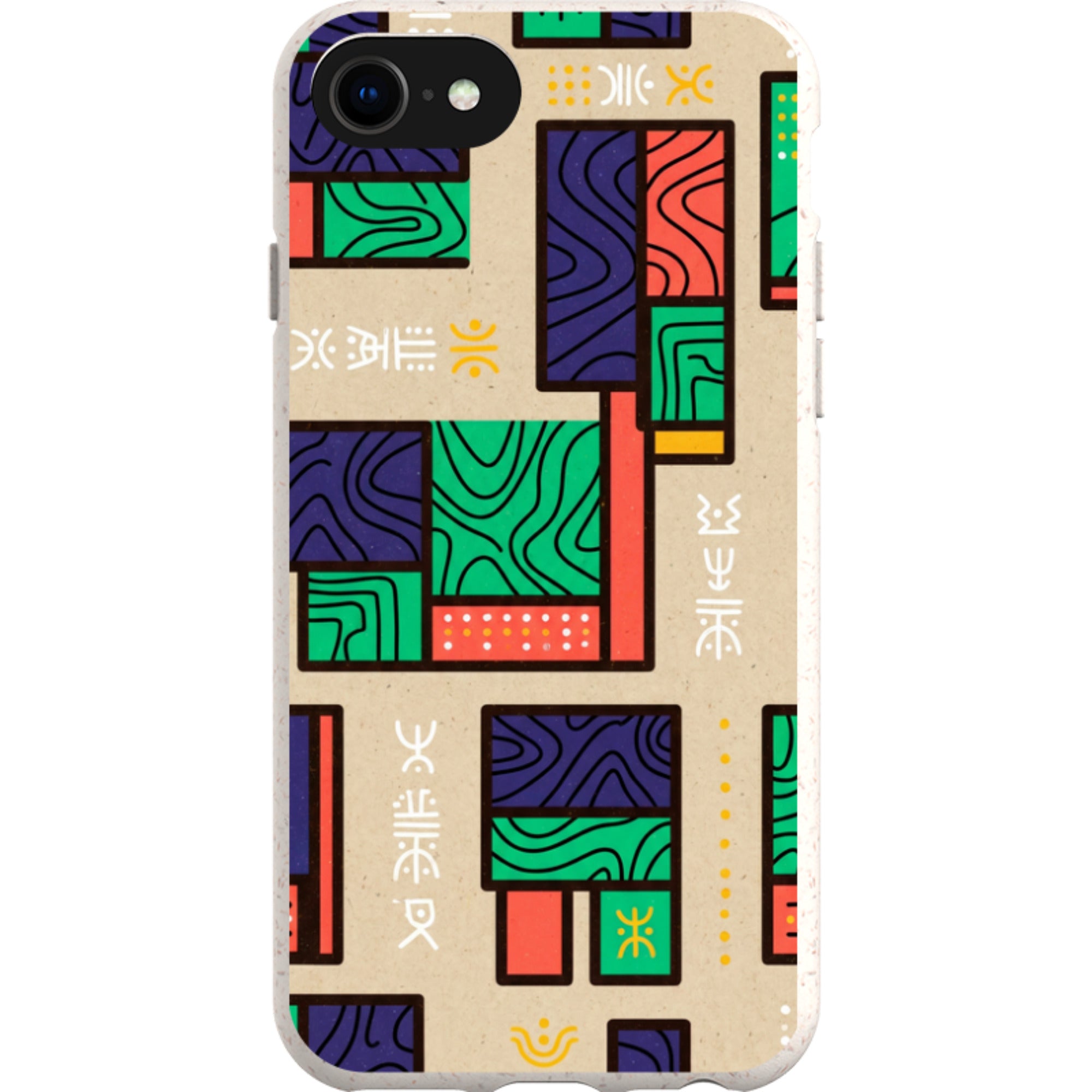 Ankara Blocks on Sand by Ada Okoye — iPhone SE3 iPhone Bio-degradable Case — Finnaij
