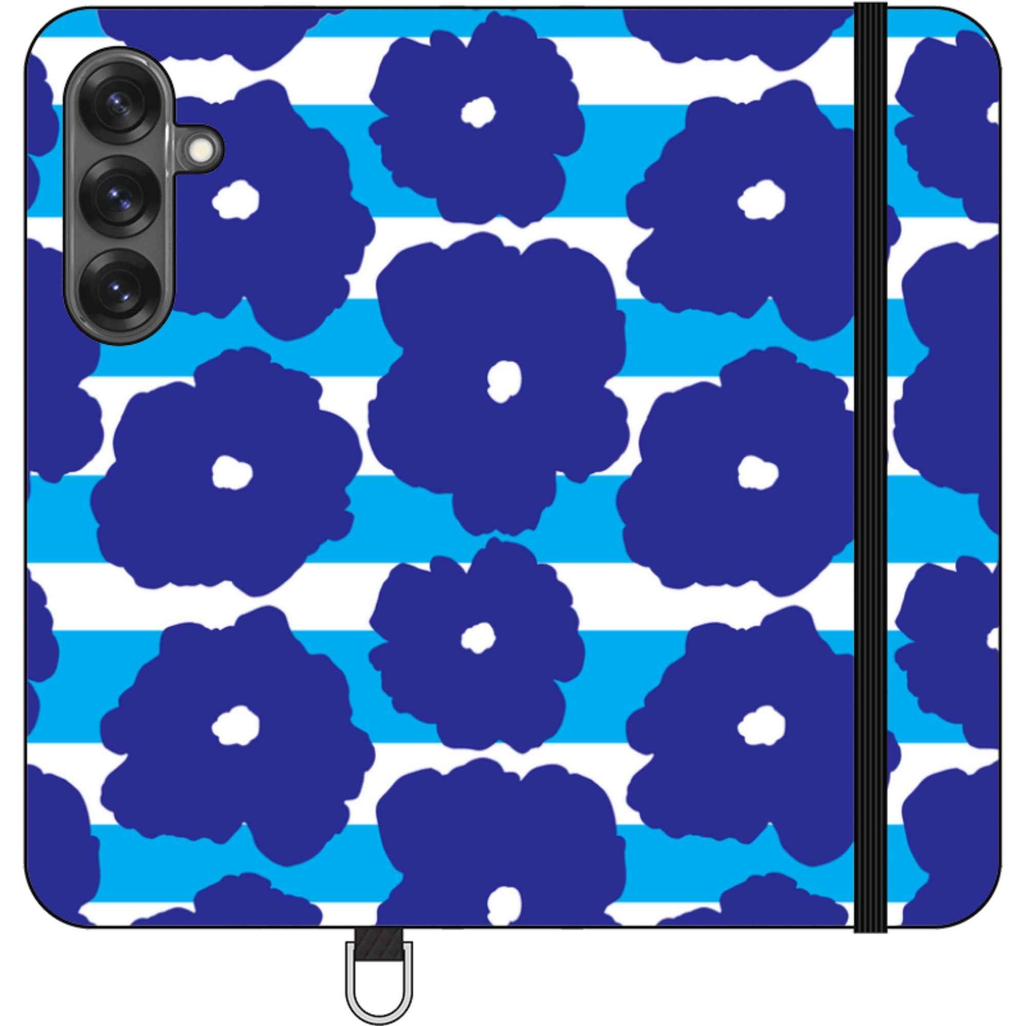 Bold Floral Blue — Apple Vegan Leather Folio Wallet Case — Finnaij