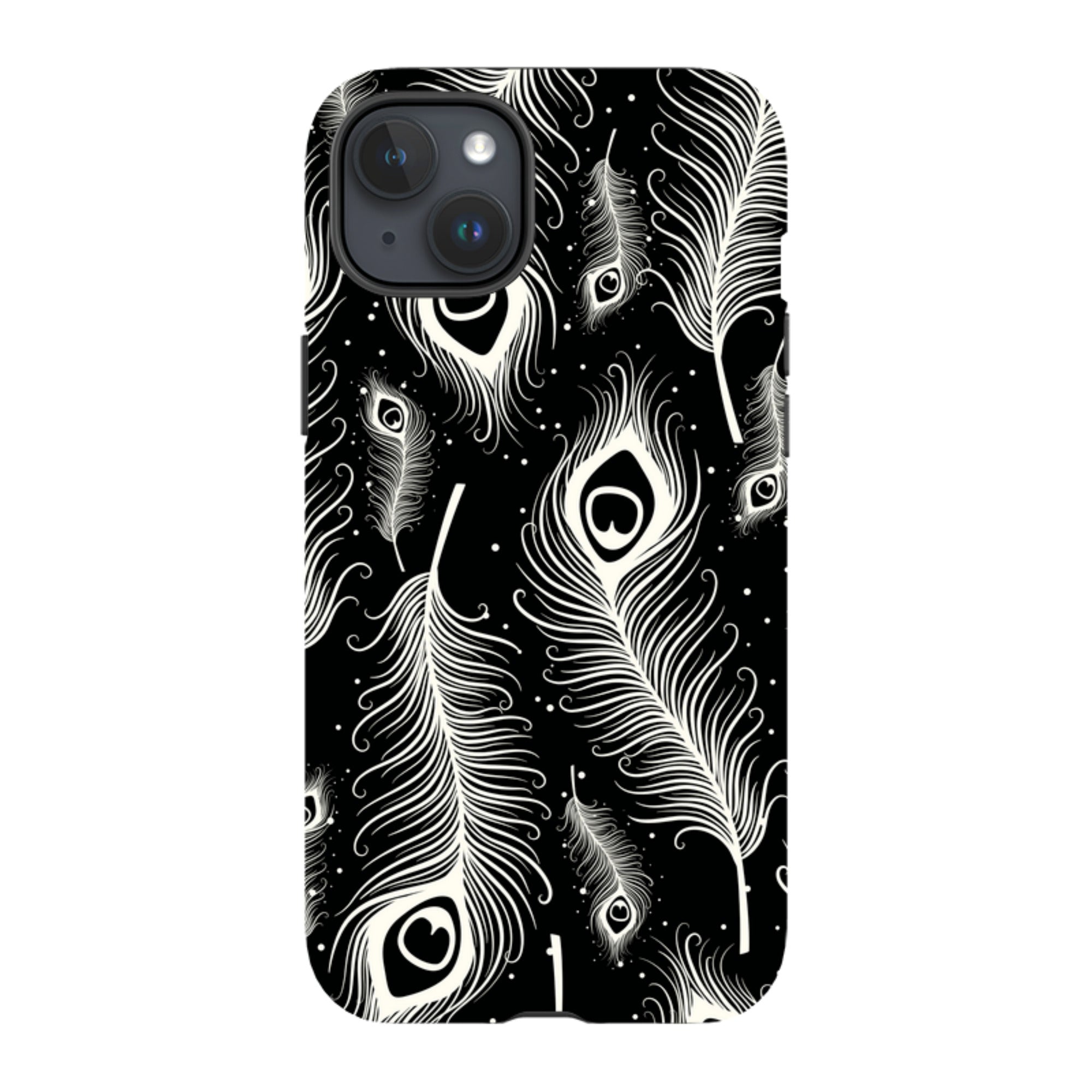 Feathers in Bloom Black — Apple iPhone Tough Case — Finnaij