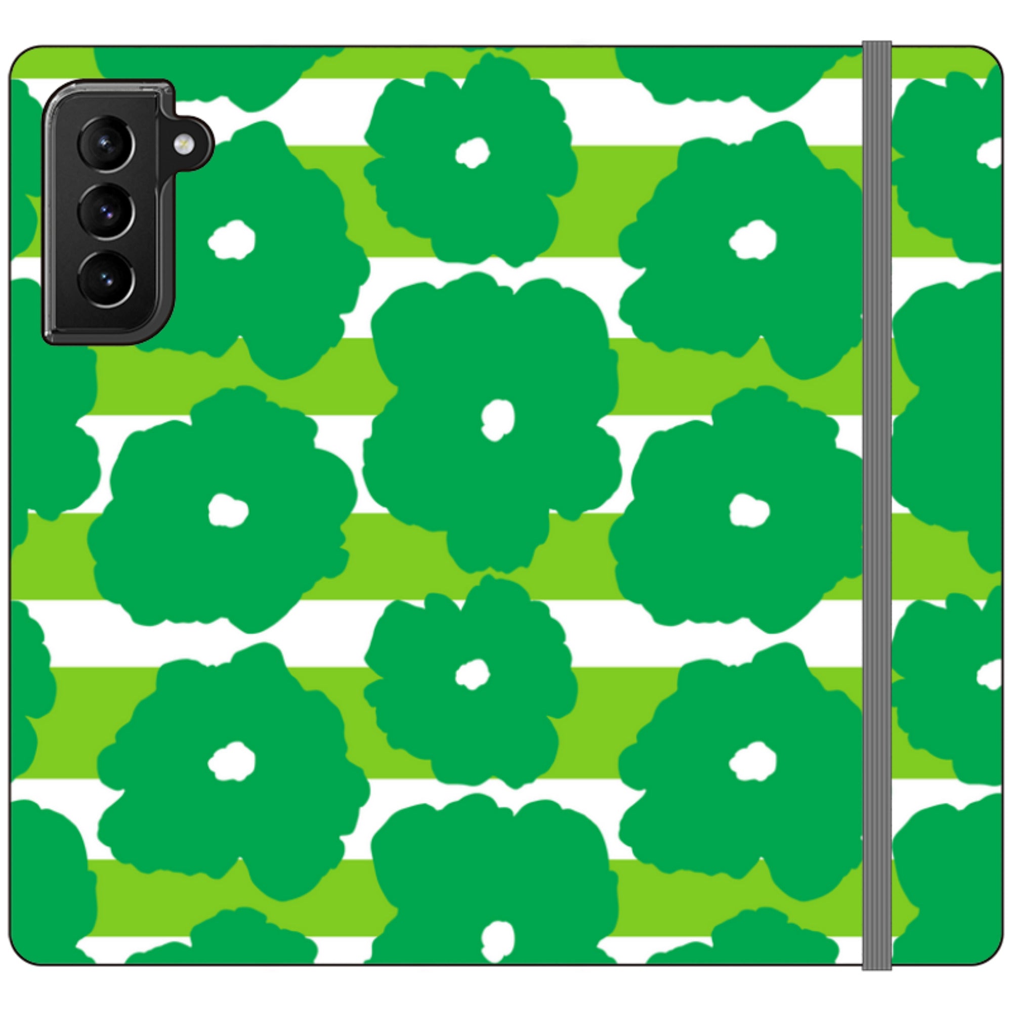 Bold Floral Green Vegan Leather Folio Wallet Case
