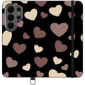 White & Black Hearts — Apple Vegan Leather Folio Wallet Case — Finnaij