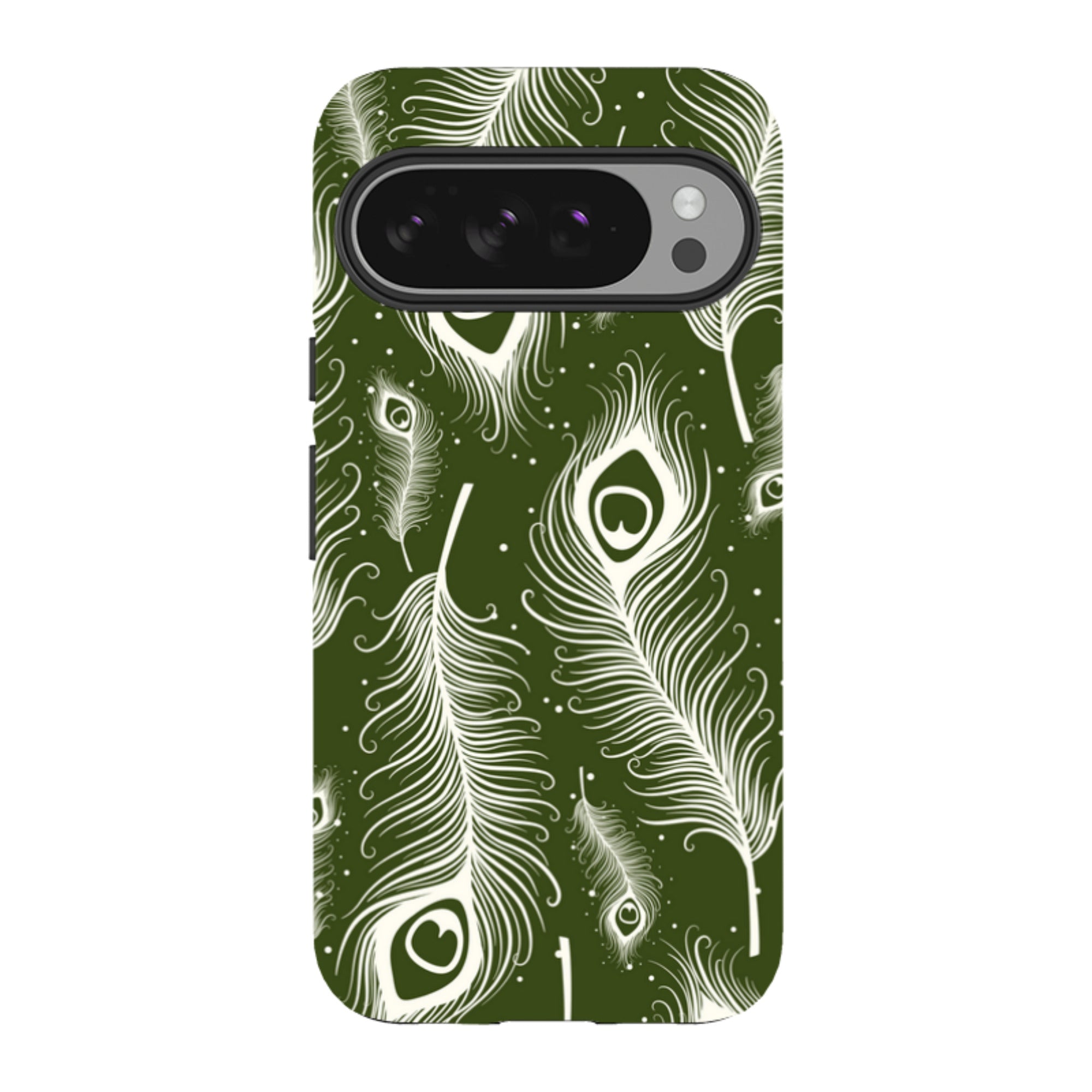 Feathers in Bloom Army Green — Google Tough Case — Finnaij