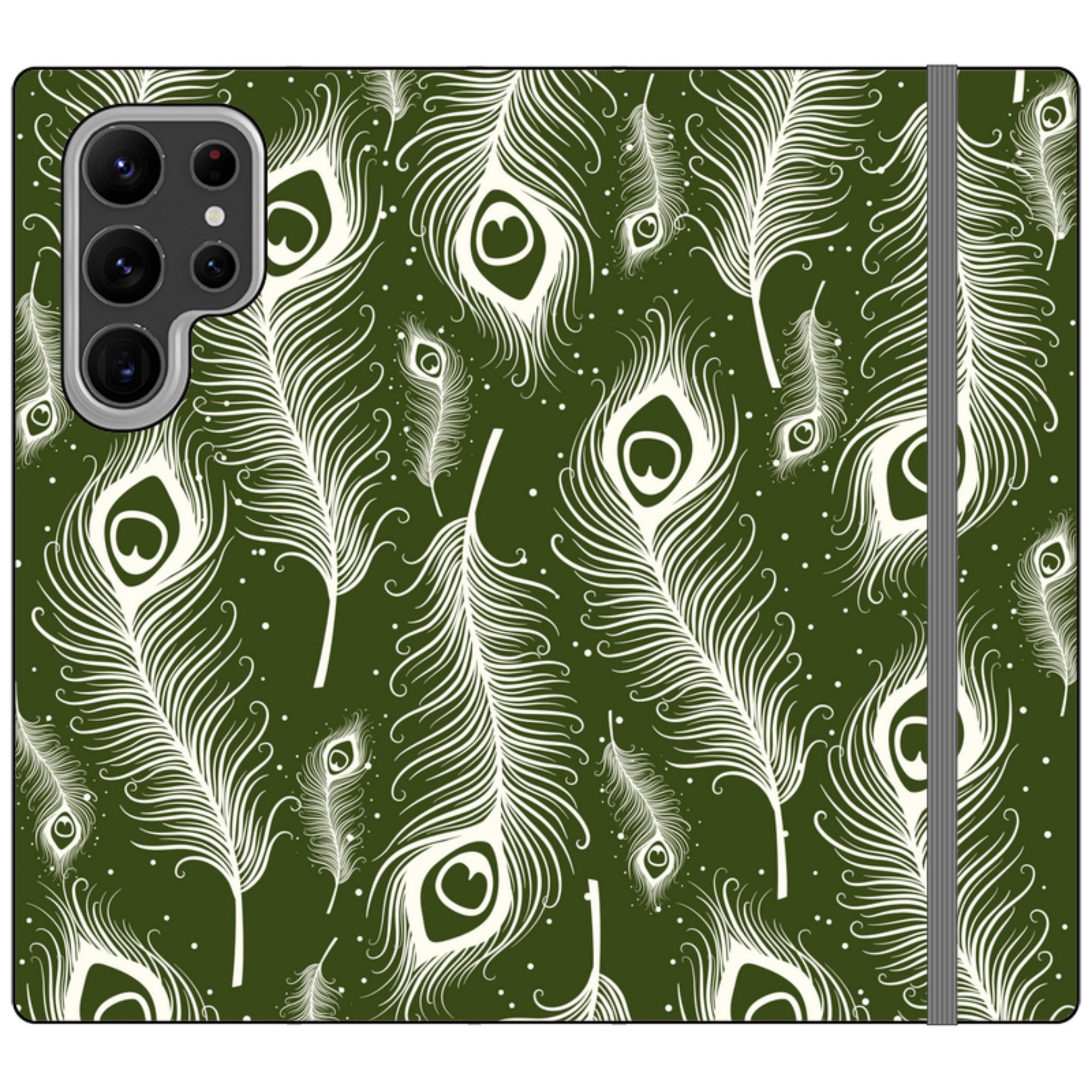 Feathers in Bloom Army Green Folio Wallet Phone Case — Finnaij