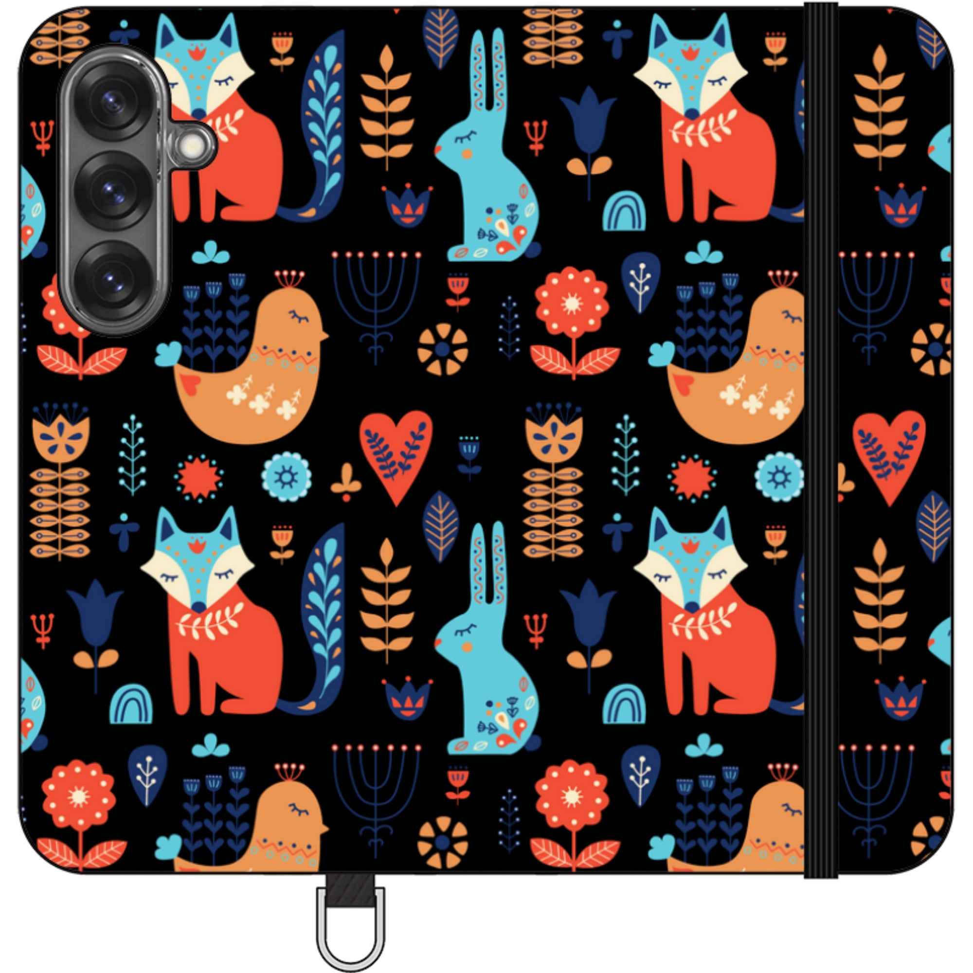 Nordic Ornament Black — Apple Vegan Leather Folio Wallet Case — Finnaij