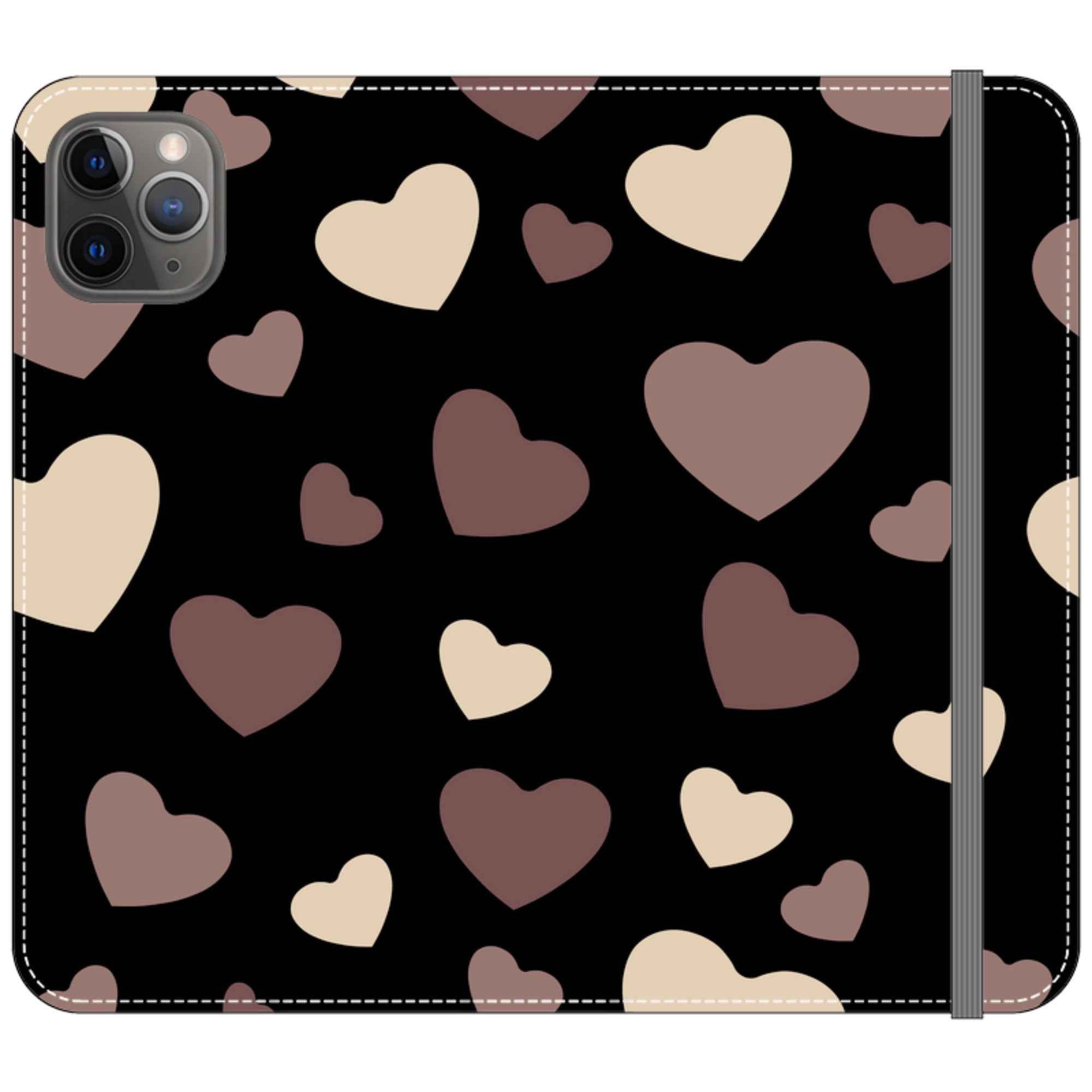 White & Black Hearts Vegan Leather — iPhone 11 Pro Max Wallet Case — Finnaij