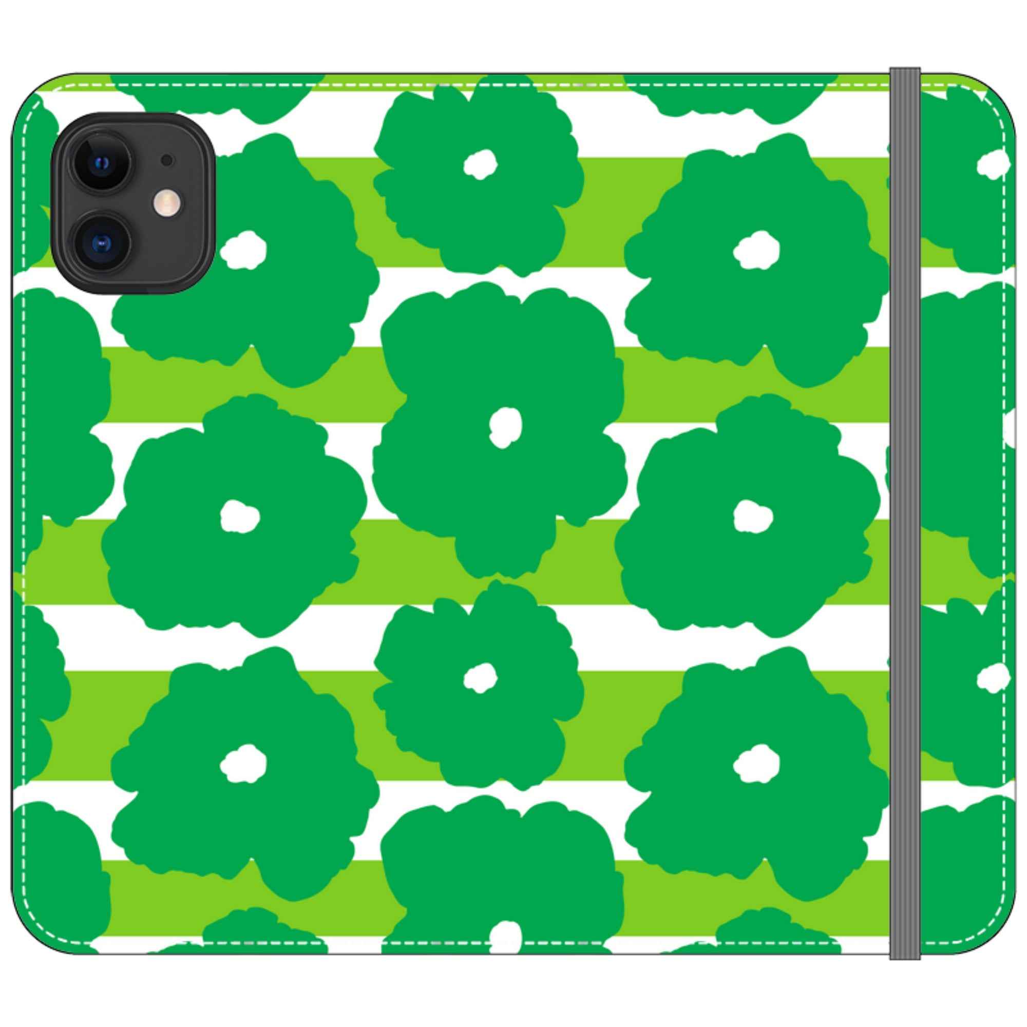 Bold Floral Green Vegan Leather — iPhone 11 Wallet Case — Finnaij