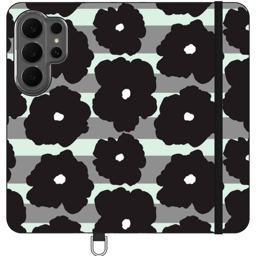 Bold Floral Black — S26 Ultra Wallet Case — Finnaij