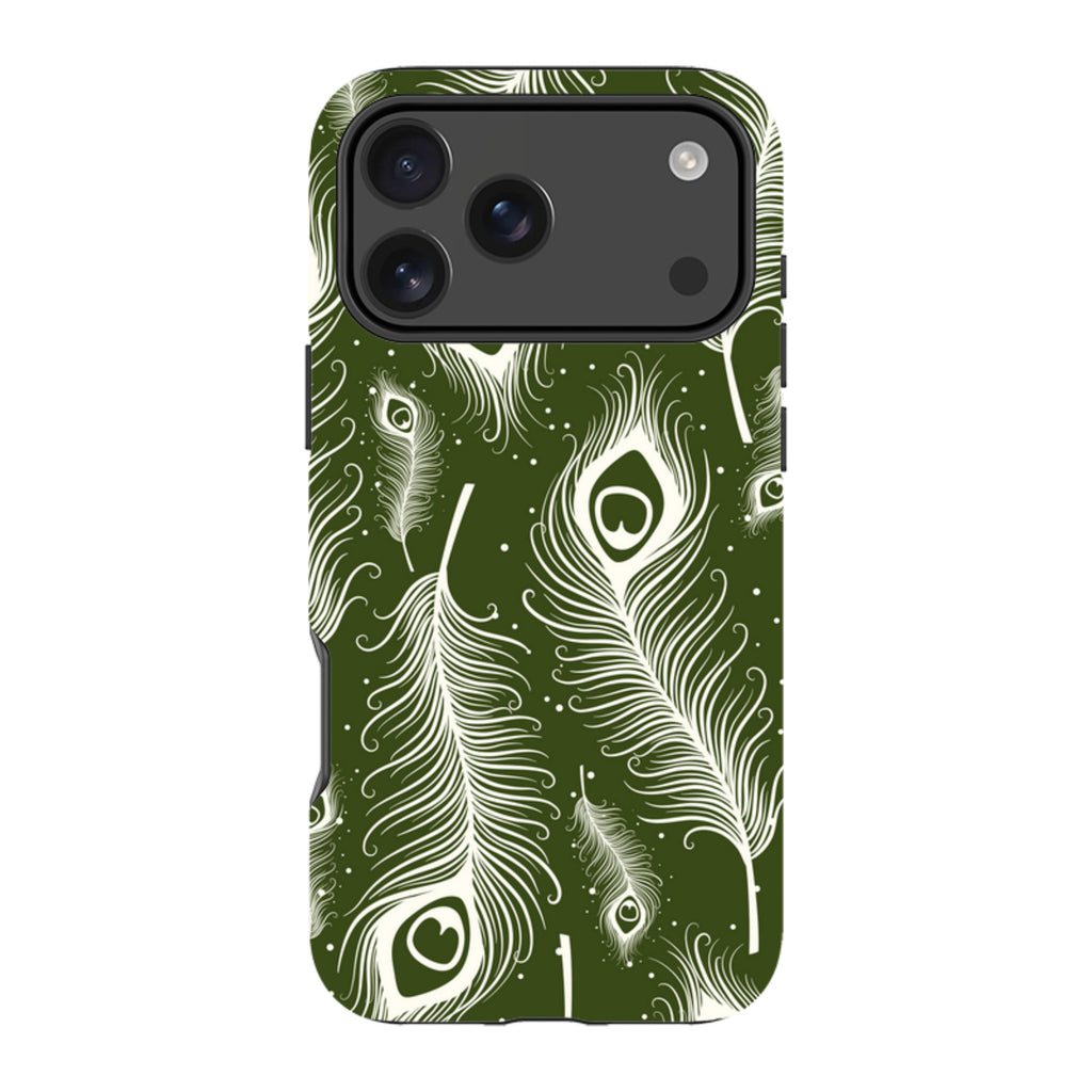 Feathers in Bloom Army Green — Apple iPhone Tough Case — Finnaij