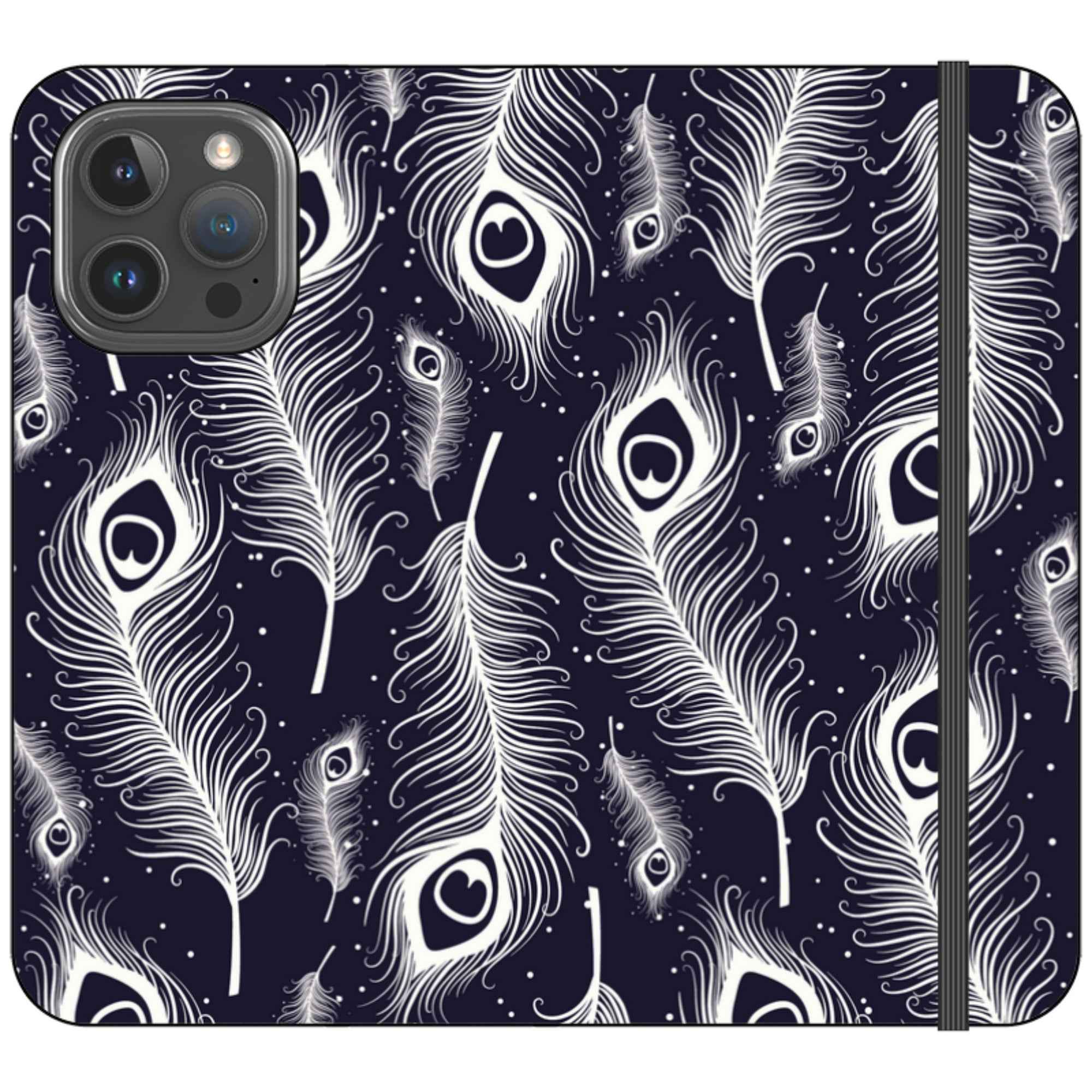 Feathers in Bloom Vegan Leather — iPhone 16 Pro Max Wallet Case — Finnaij