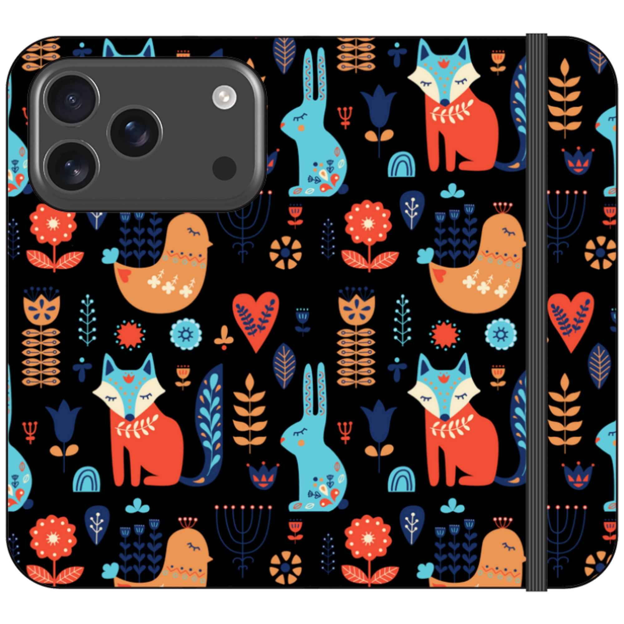 Nordic Ornament Black Vegan Leather — iPhone 17 Pro Wallet Case — Finnaij