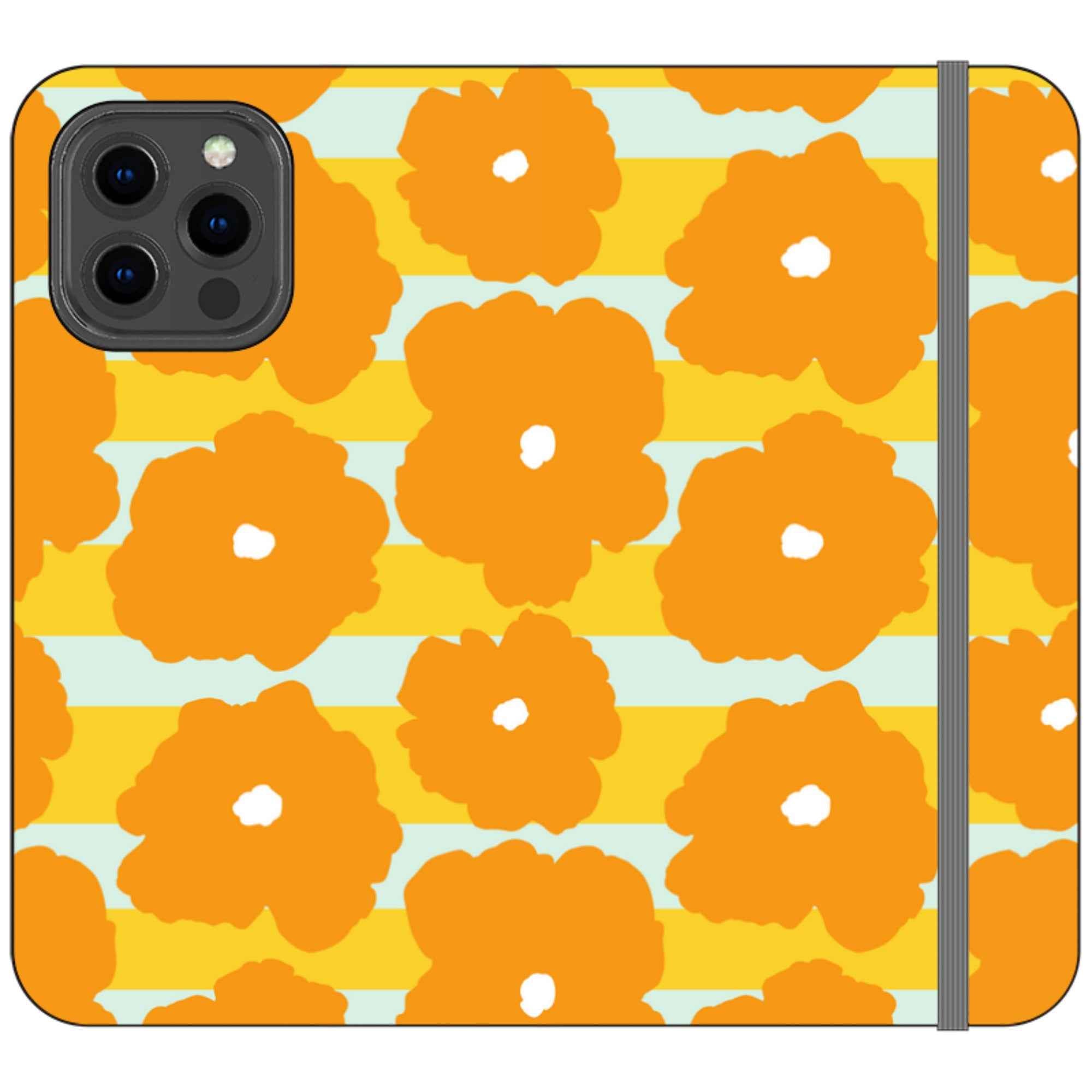 Bold Floral Orange — iPhone 13 Pro Max Wallet Case — Finnaij