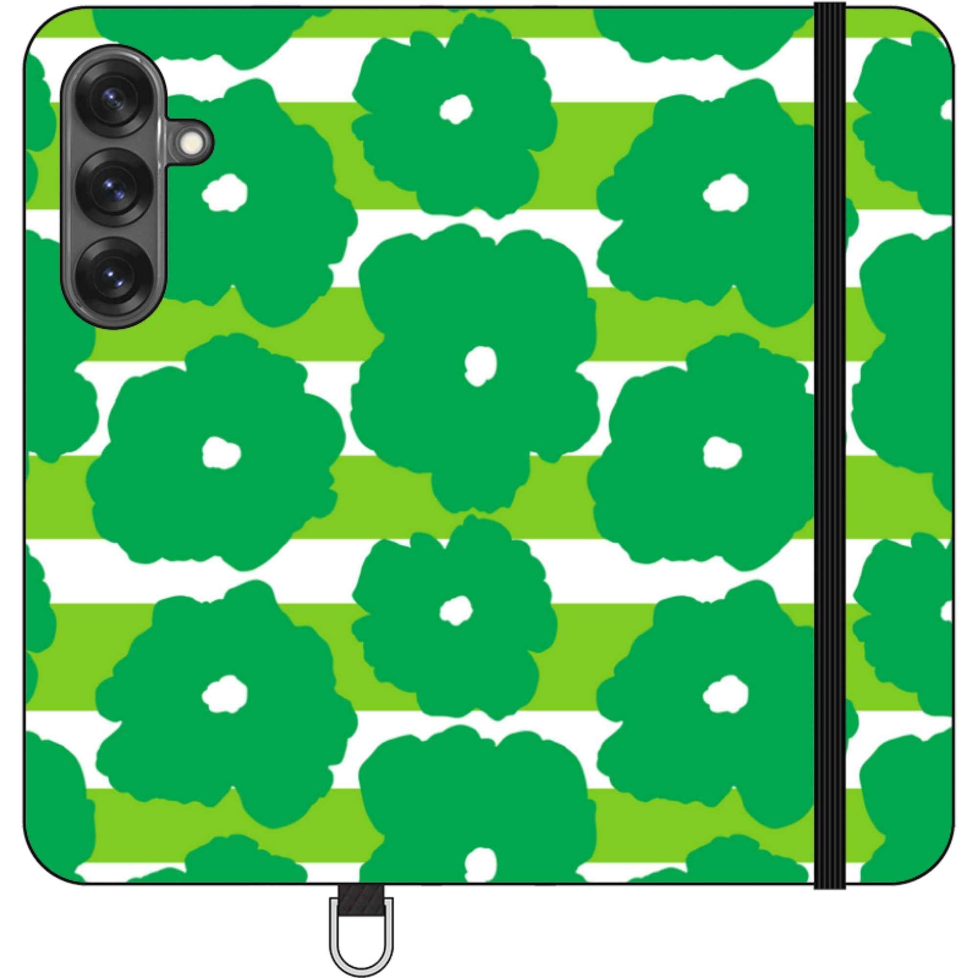 Bold Floral Green — Apple Vegan Leather Folio Wallet Case — Finnaij