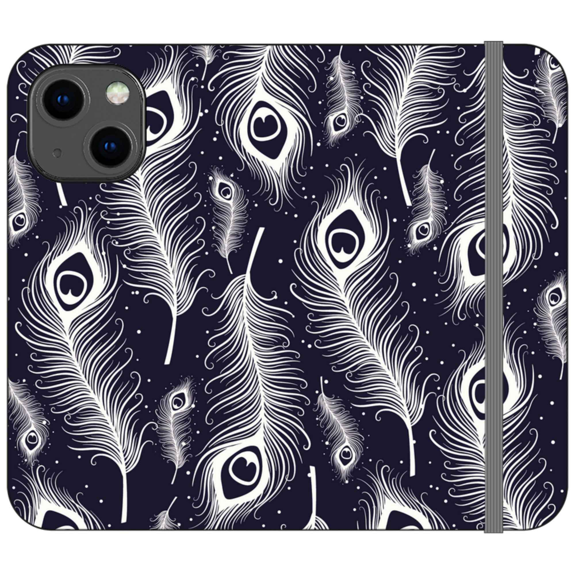 Feathers in Bloom Vegan Leather — iPhone 13 Mini Wallet Case — Finnaij