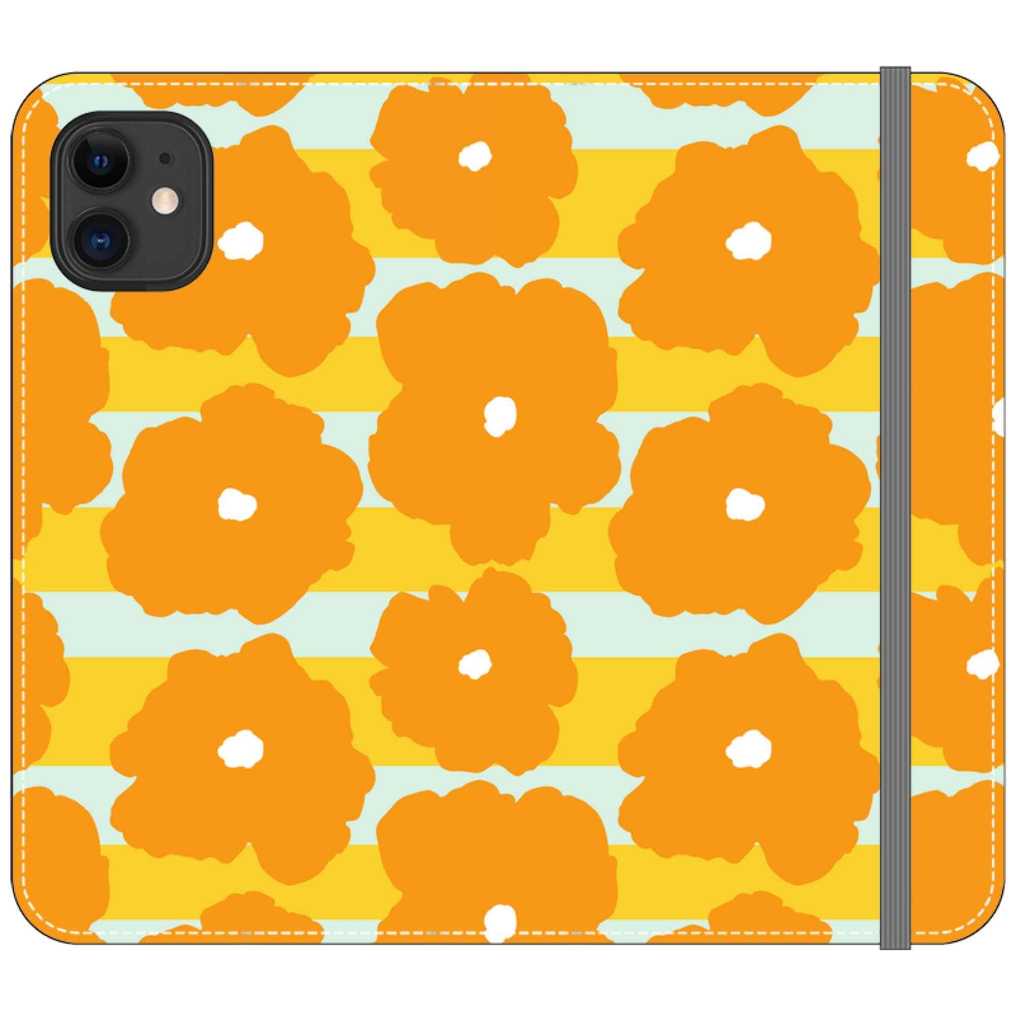 Bold Floral Orange — iPhone 11 Wallet Case — Finnaij