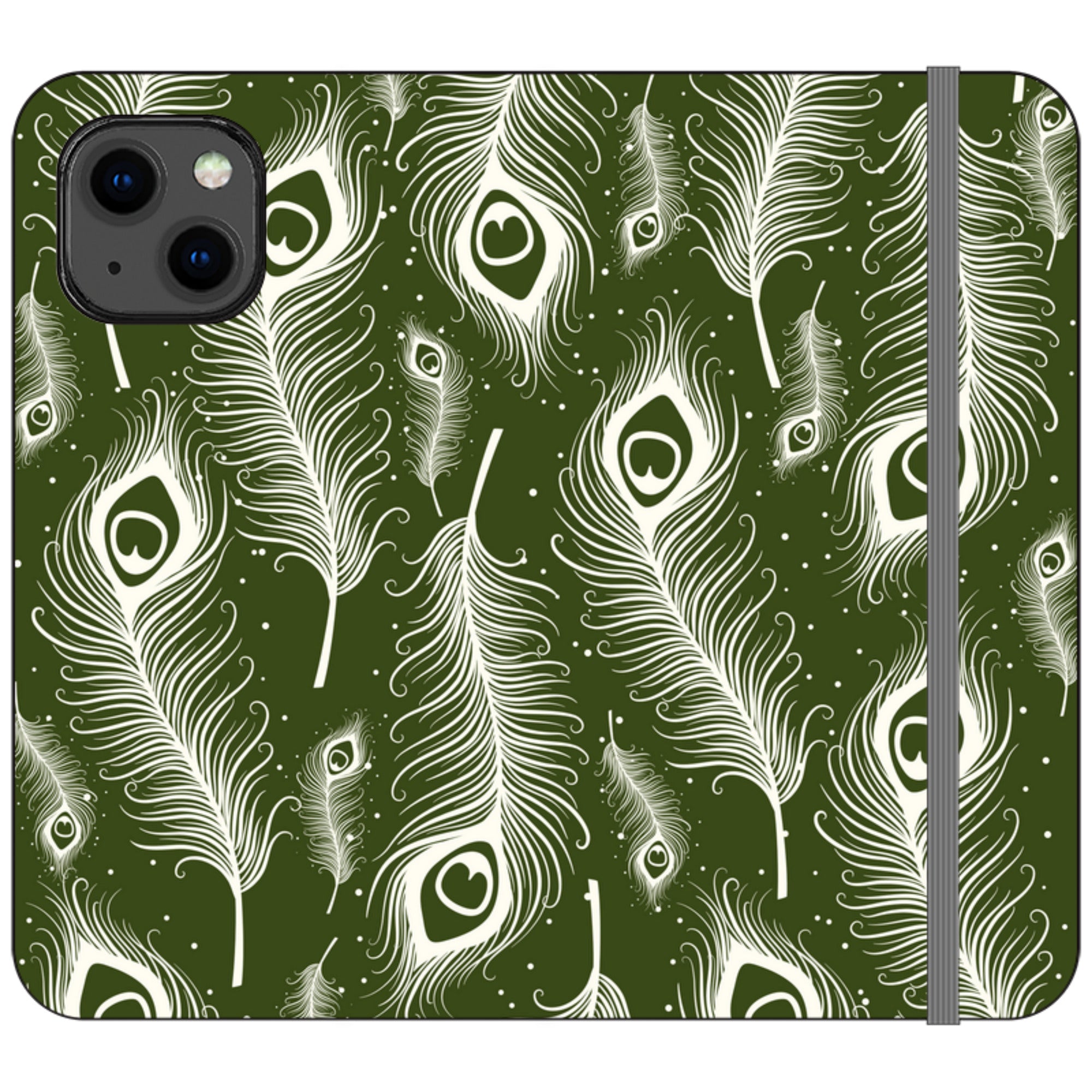 Feathers in Bloom Army Green — iPhone 13 Wallet Case — Finnaij