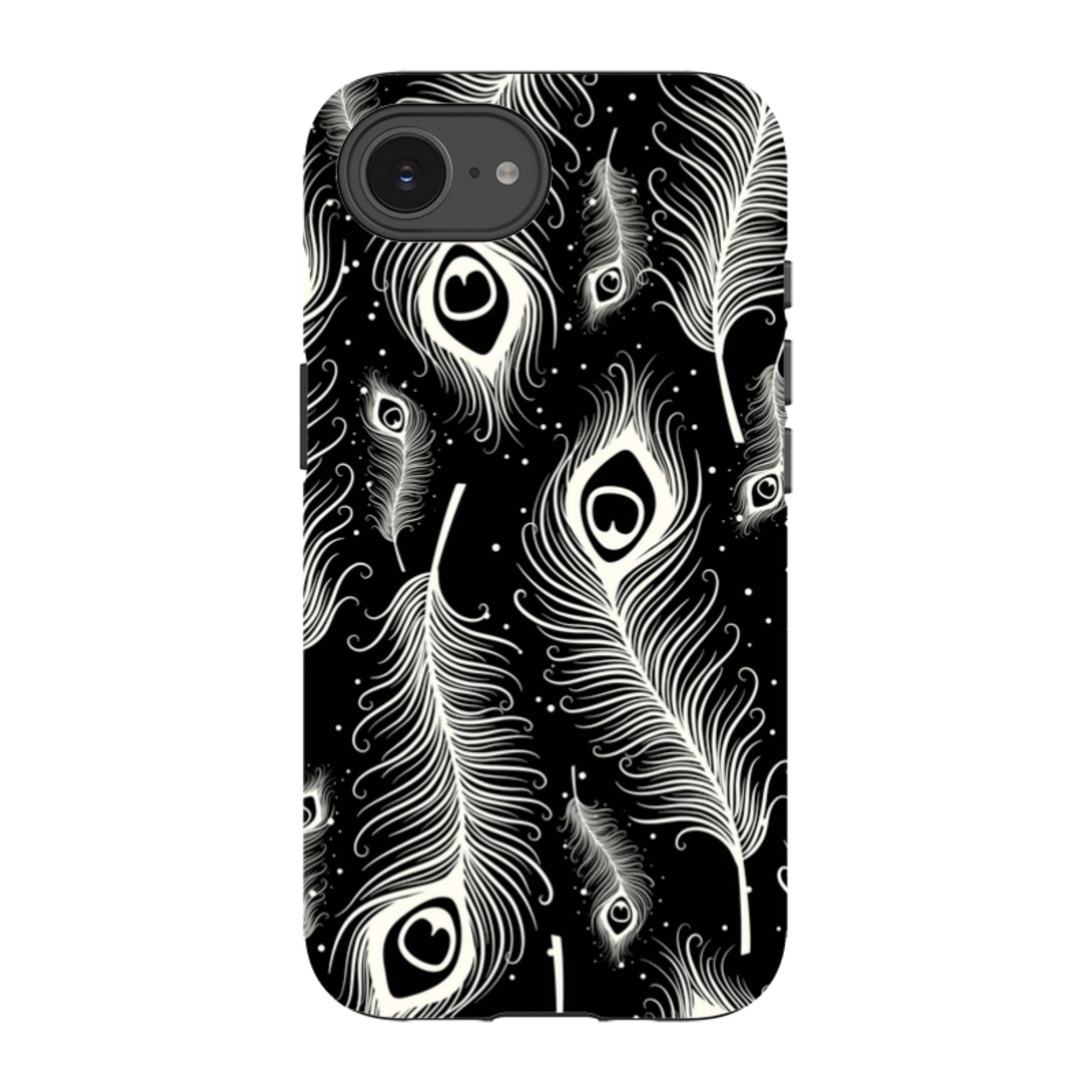 Feathers in Bloom Black — Apple iPhone Tough Case — Finnaij