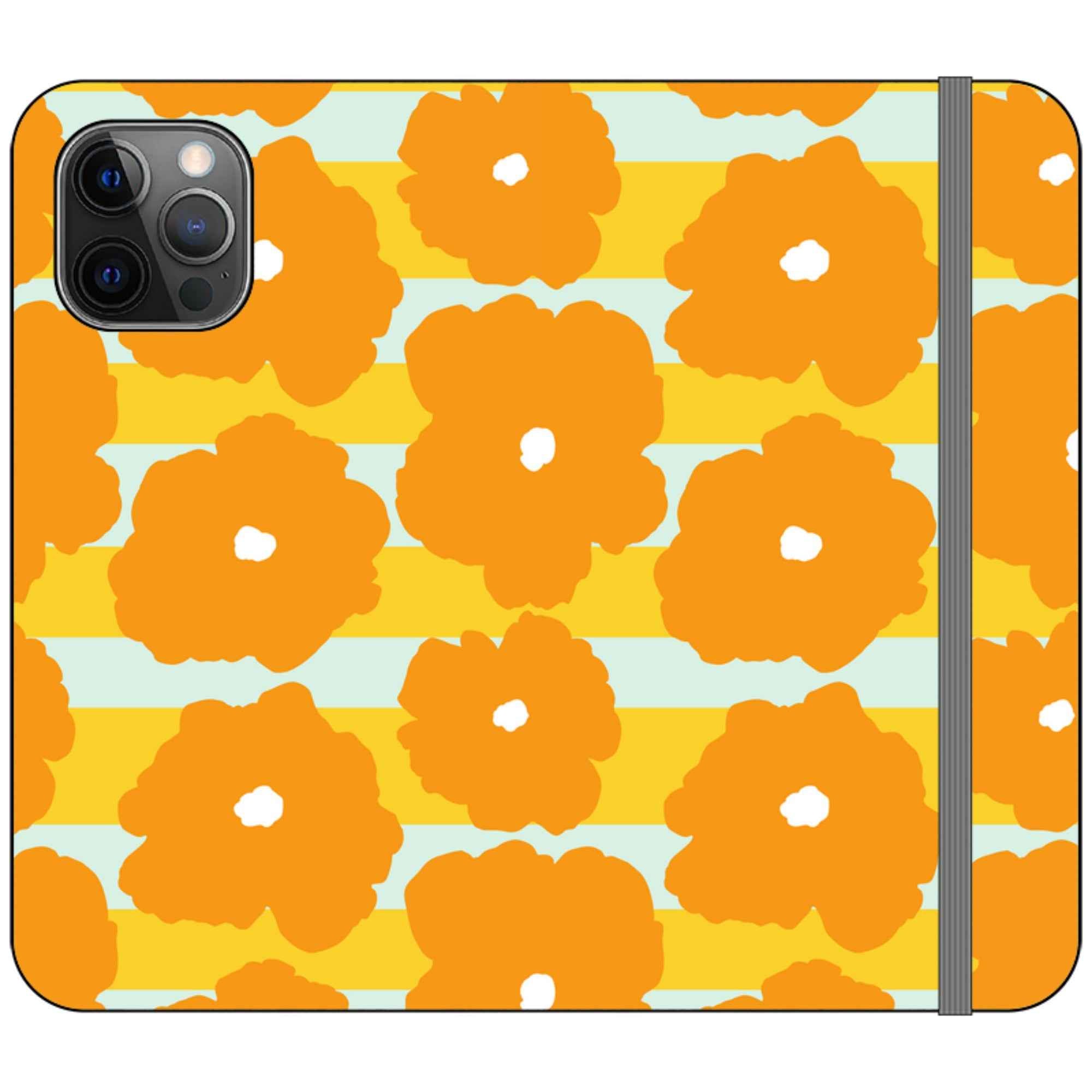 Bold Floral Orange — iPhone 12 Pro Wallet Case — Finnaij