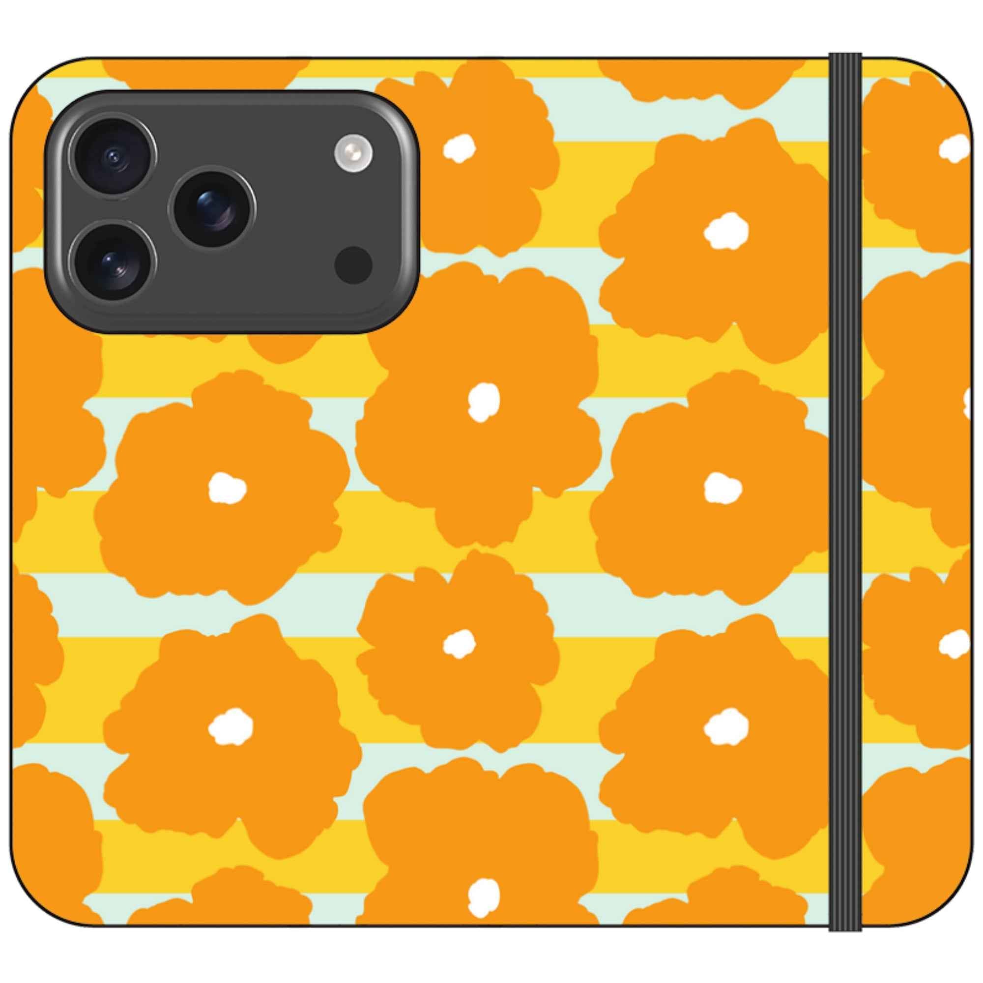 Bold Floral Orange — iPhone 17 Pro Wallet Case — Finnaij