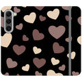 White & Black Hearts — Apple Vegan Leather Folio Wallet Case — Finnaij