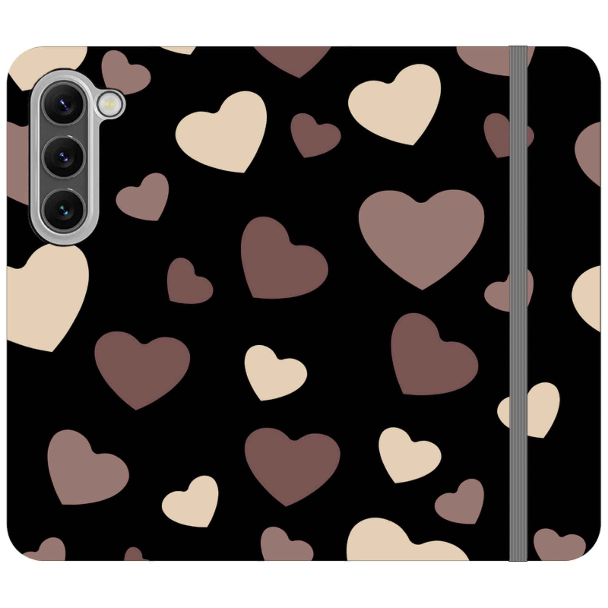 White & Black Hearts — Apple Vegan Leather Folio Wallet Case — Finnaij