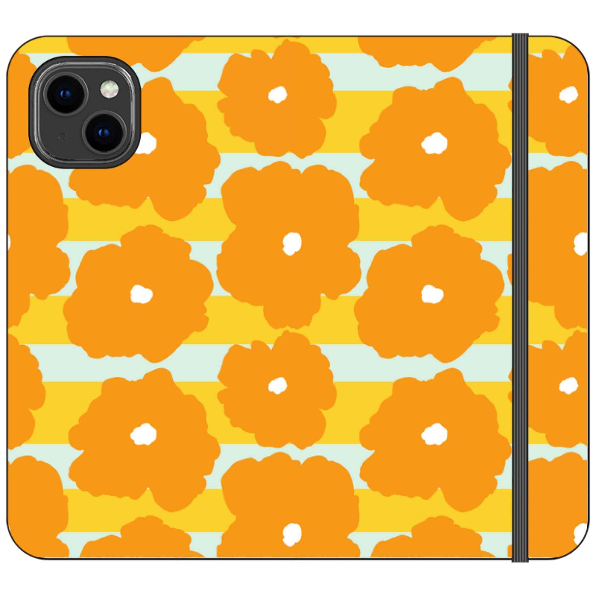 Bold Floral Orange — iPhone 14 Plus Wallet Case — Finnaij