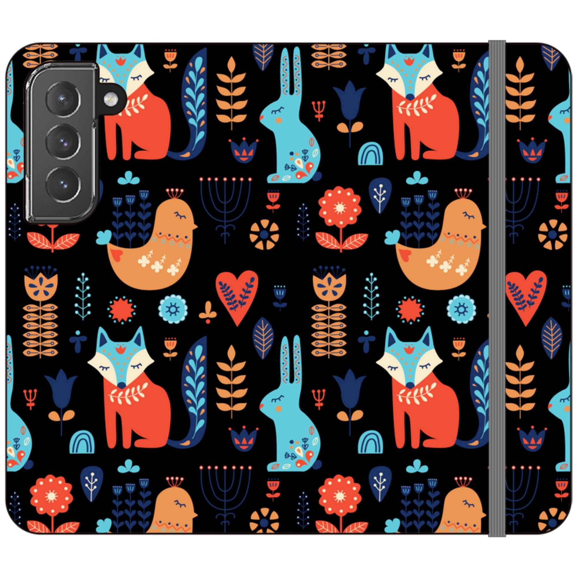 Nordic Ornament Black — Apple Vegan Leather Folio Wallet Case — Finnaij