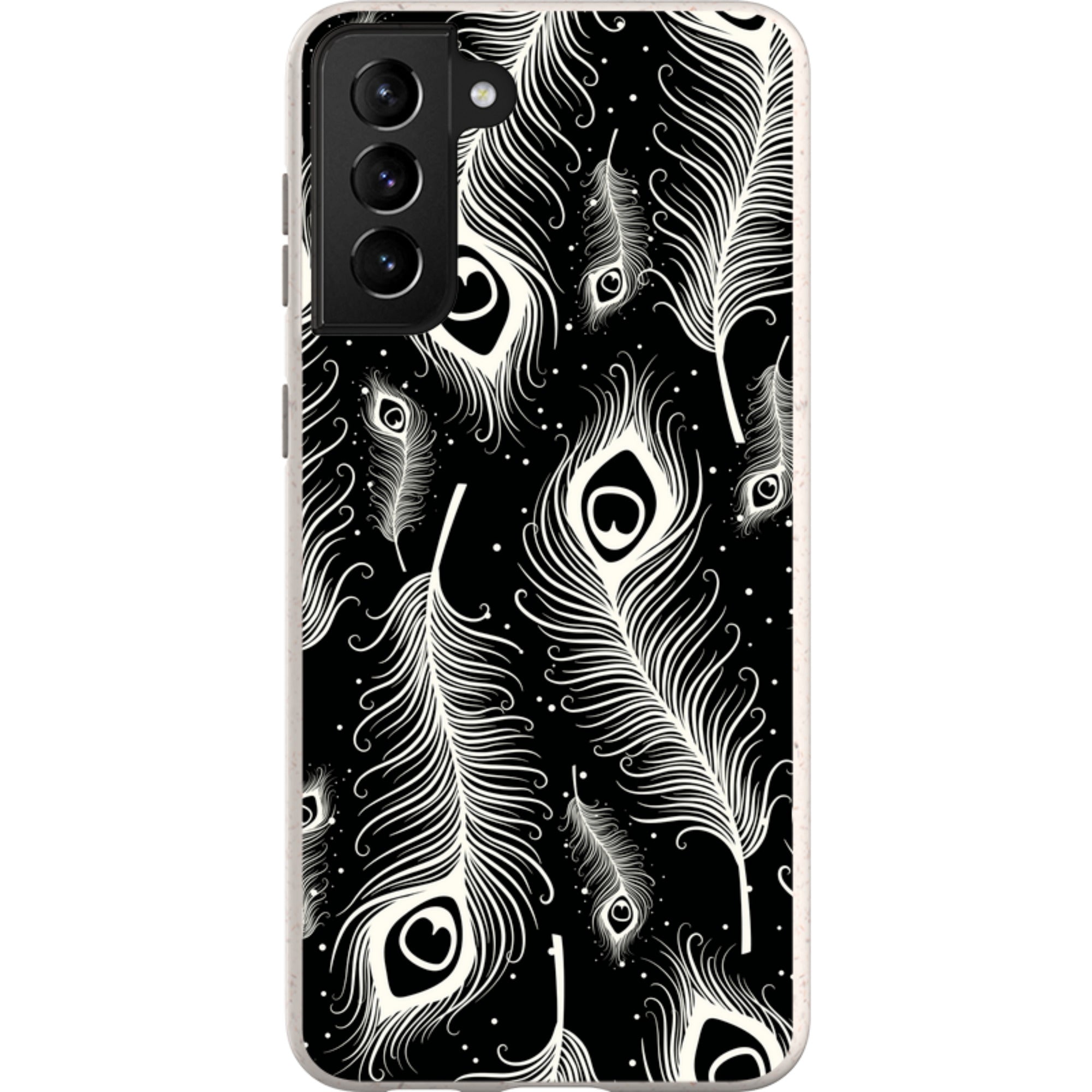 Feathers in Bloom Black — Samsung Galaxy Bio-degradable Case — Finnaij