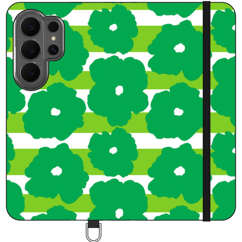 Bold Floral Green Vegan Leather — S26 Ultra Wallet Case — Finnaij