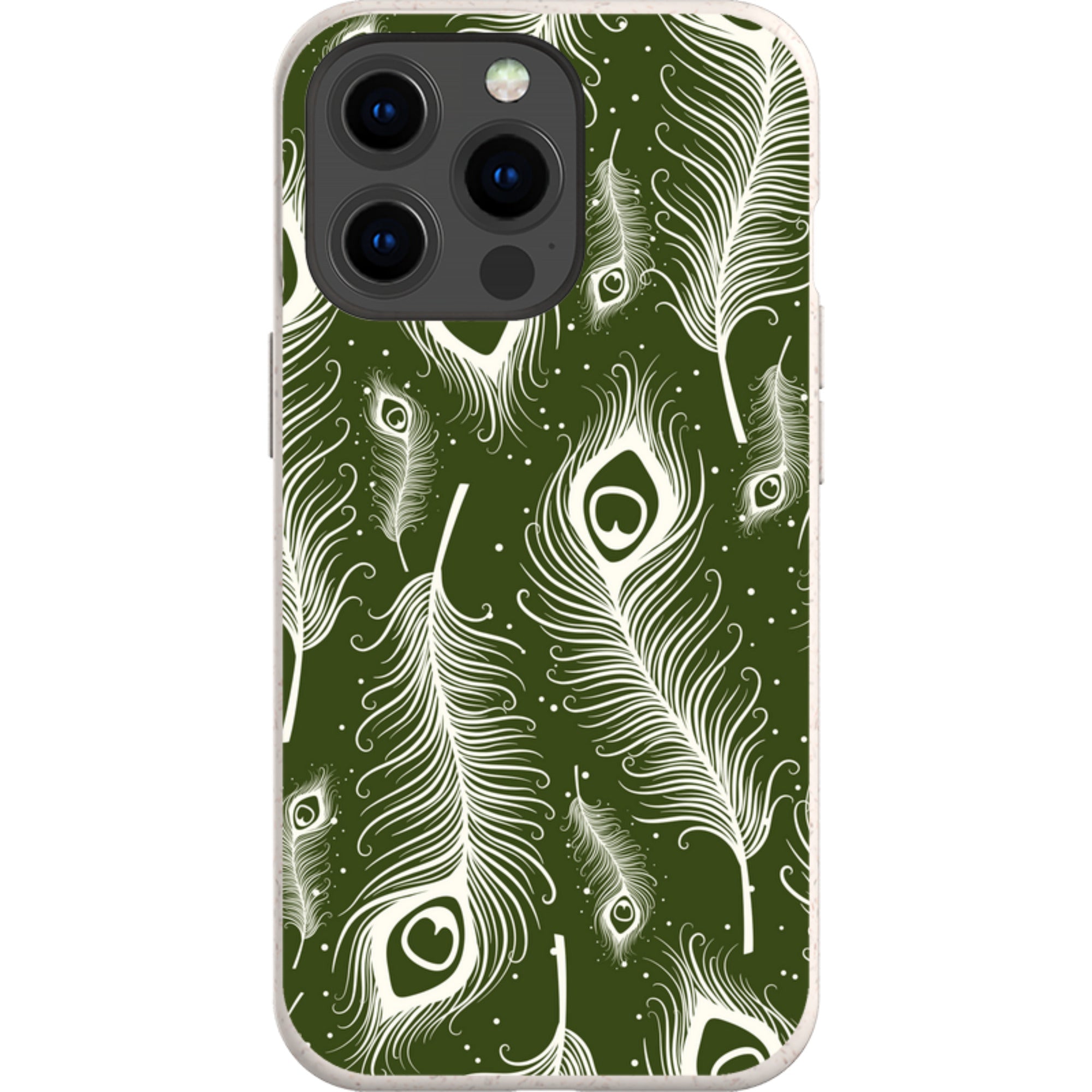 Feathers in Bloom Army Green — iPhone 13 Pro iPhone Bio-degradable Case — Finnaij