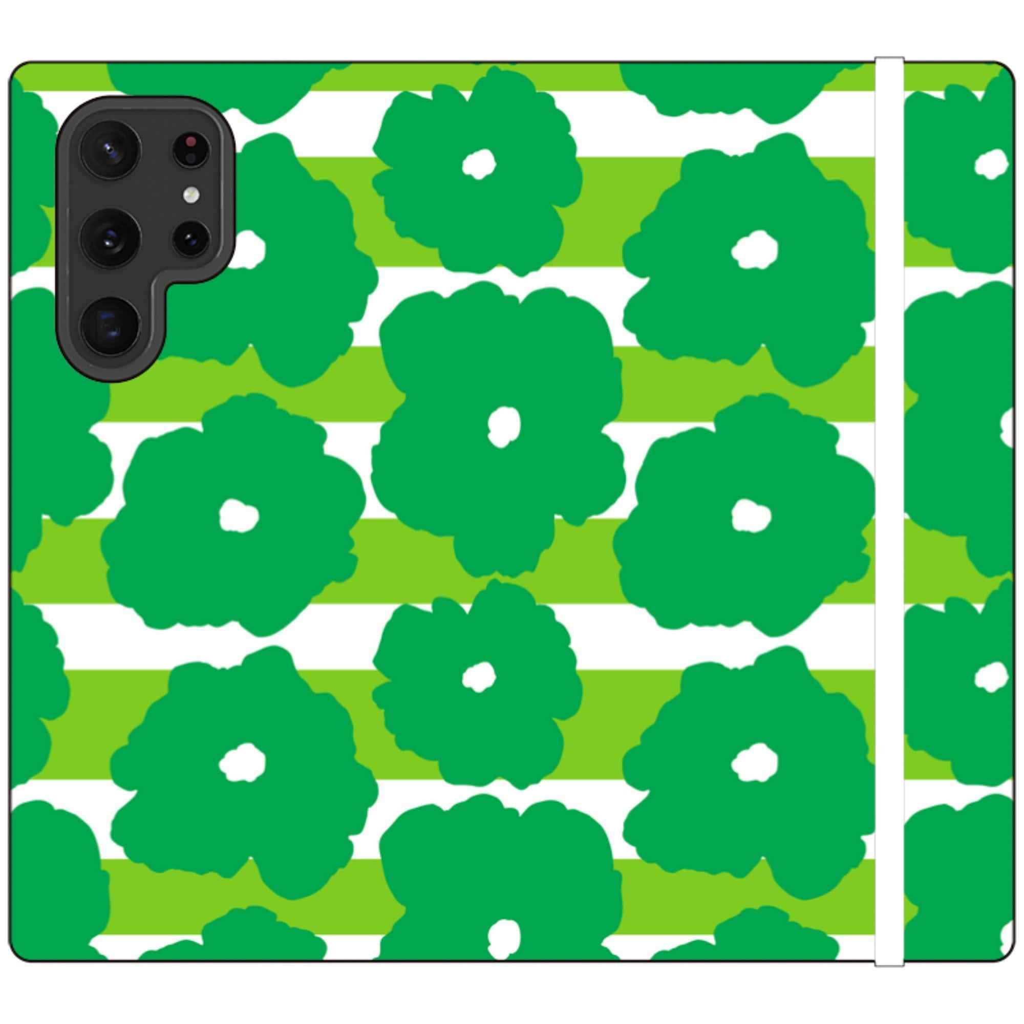 Bold Floral Green — Apple Vegan Leather Folio Wallet Case — Finnaij