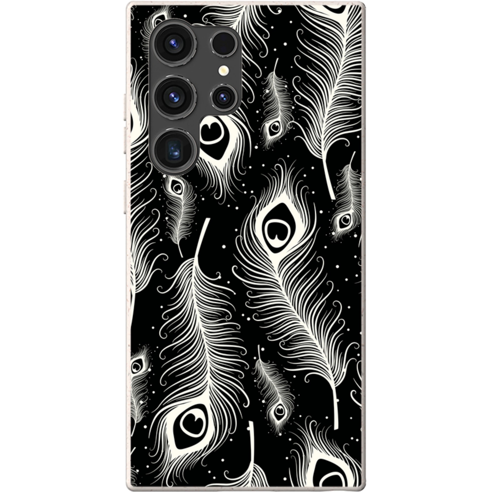 Feathers in Bloom Black — Samsung Galaxy Bio-degradable Case — Finnaij