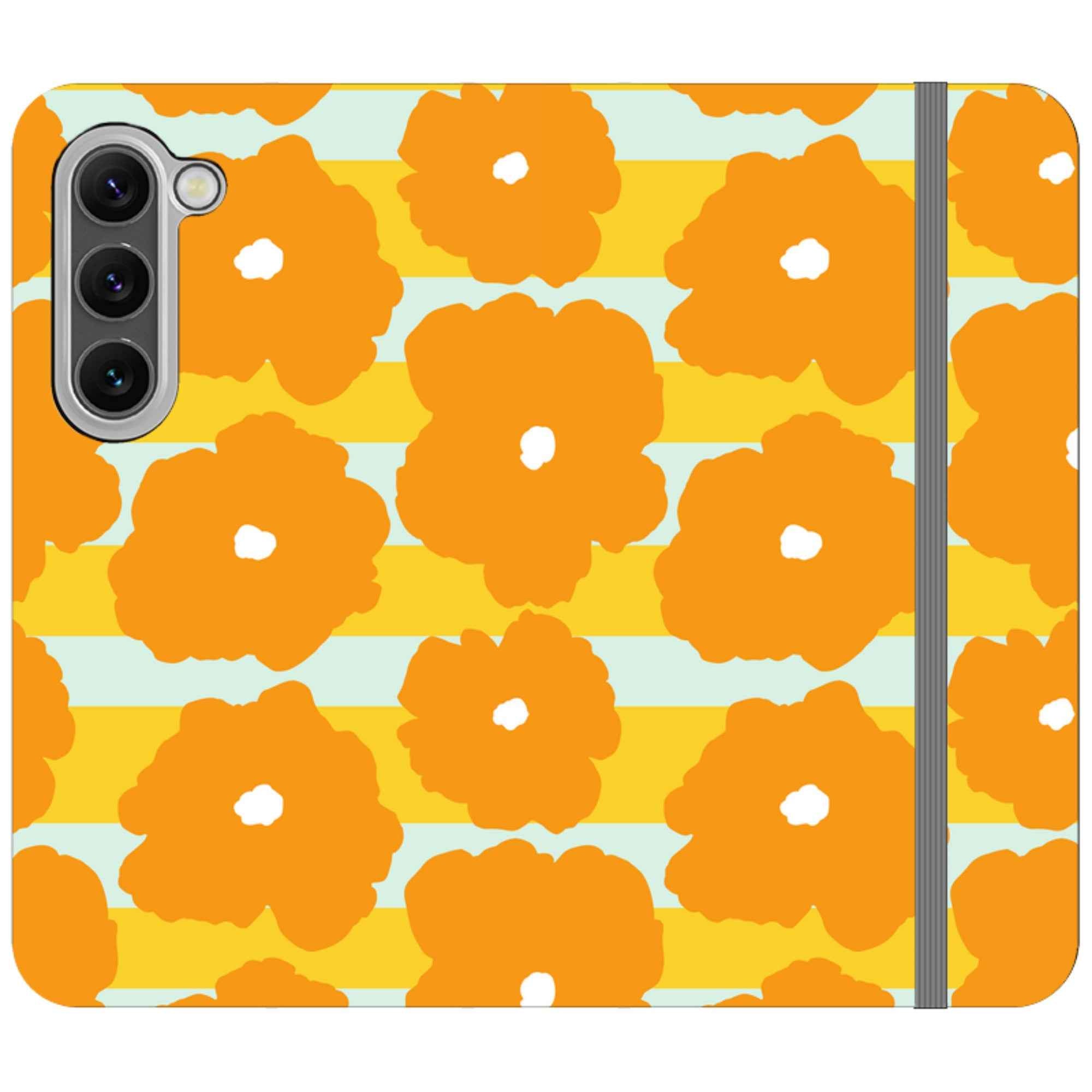 Bold Floral Orange — Apple Folio Wallet Case — Finnaij