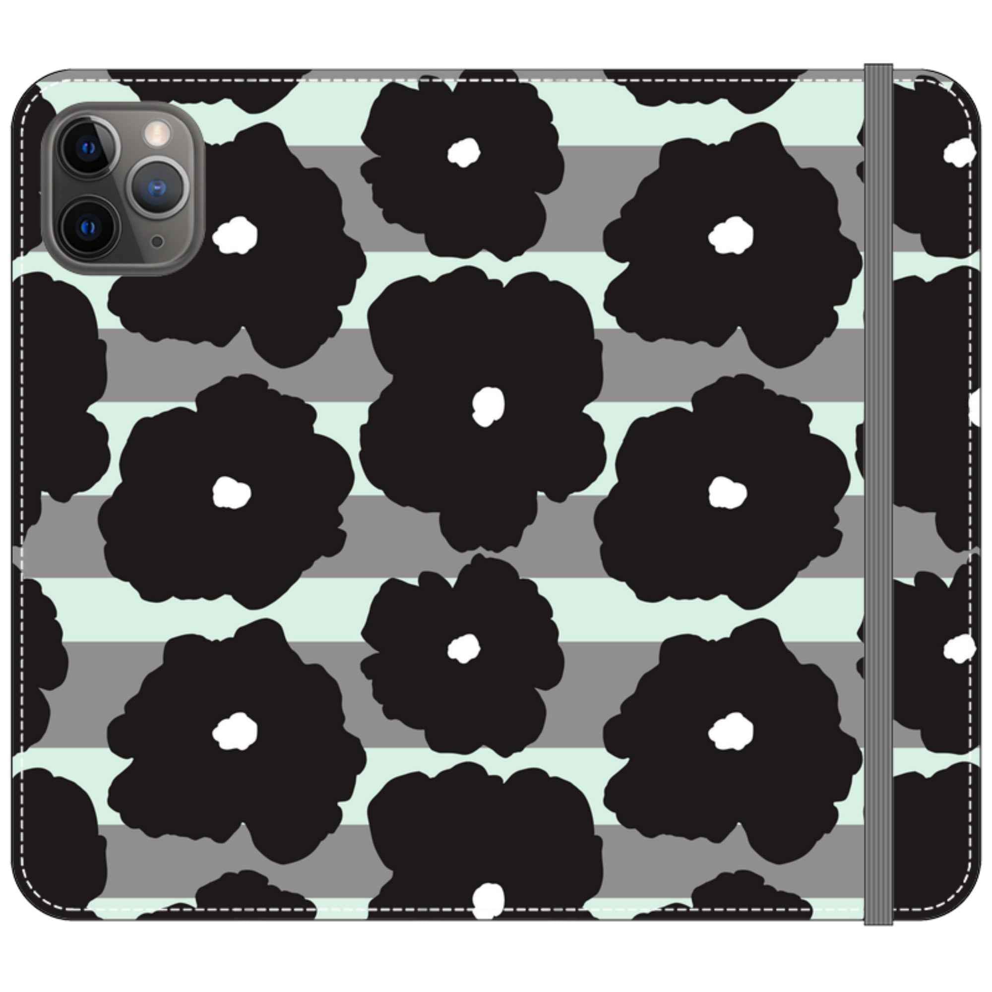 Bold Floral Black — iPhone 11 Pro Max Wallet Case — Finnaij
