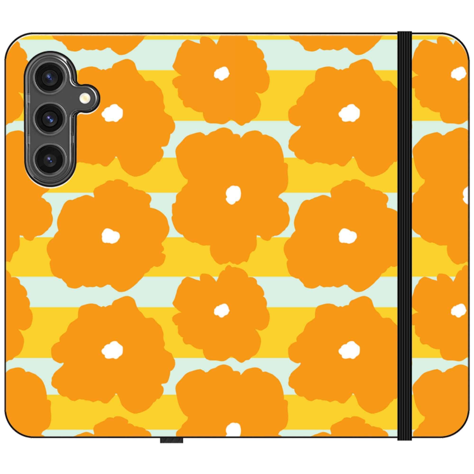 Bold Floral Orange — Apple Folio Wallet Case — Finnaij