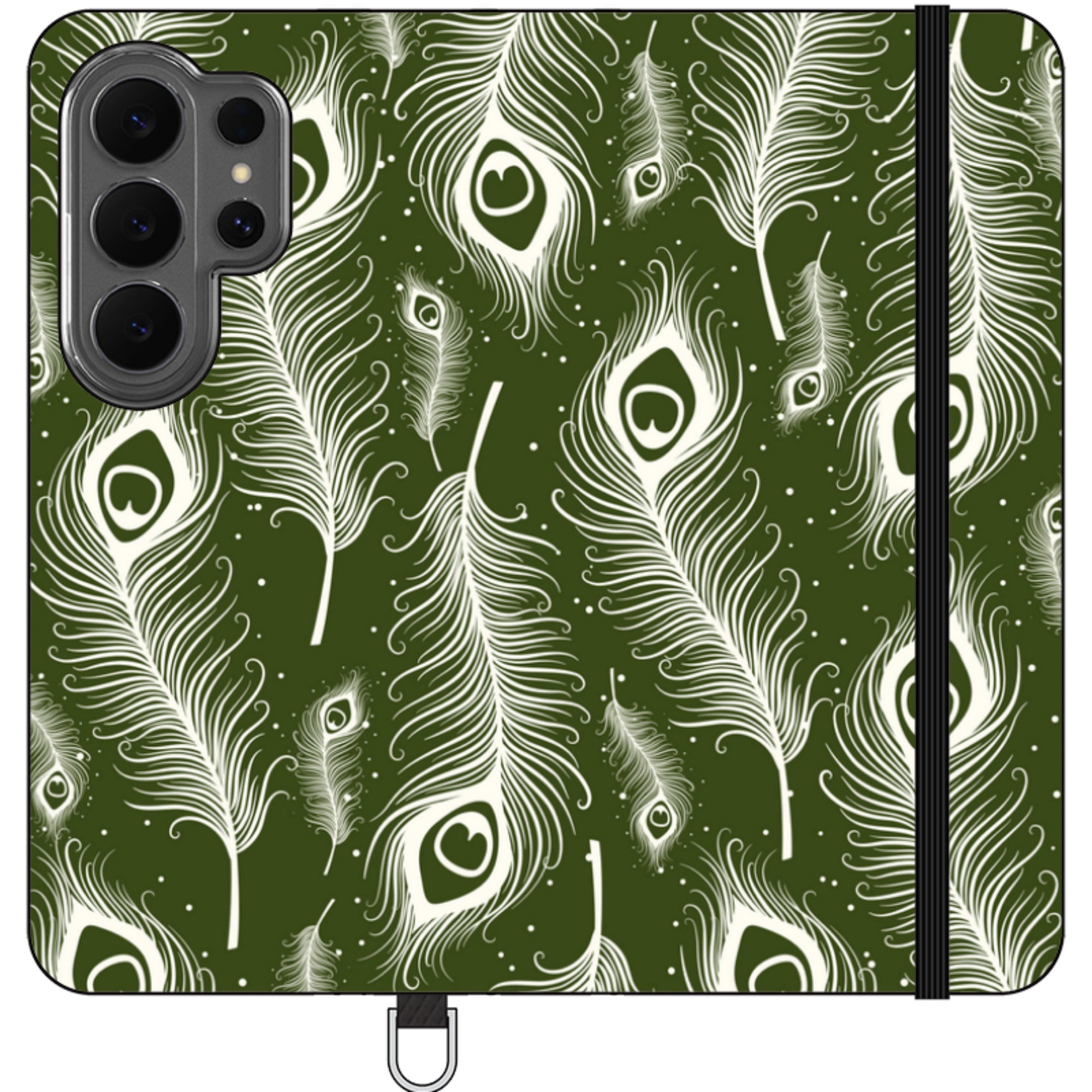 Feathers in Bloom Army Green Folio Wallet Phone Case — Finnaij