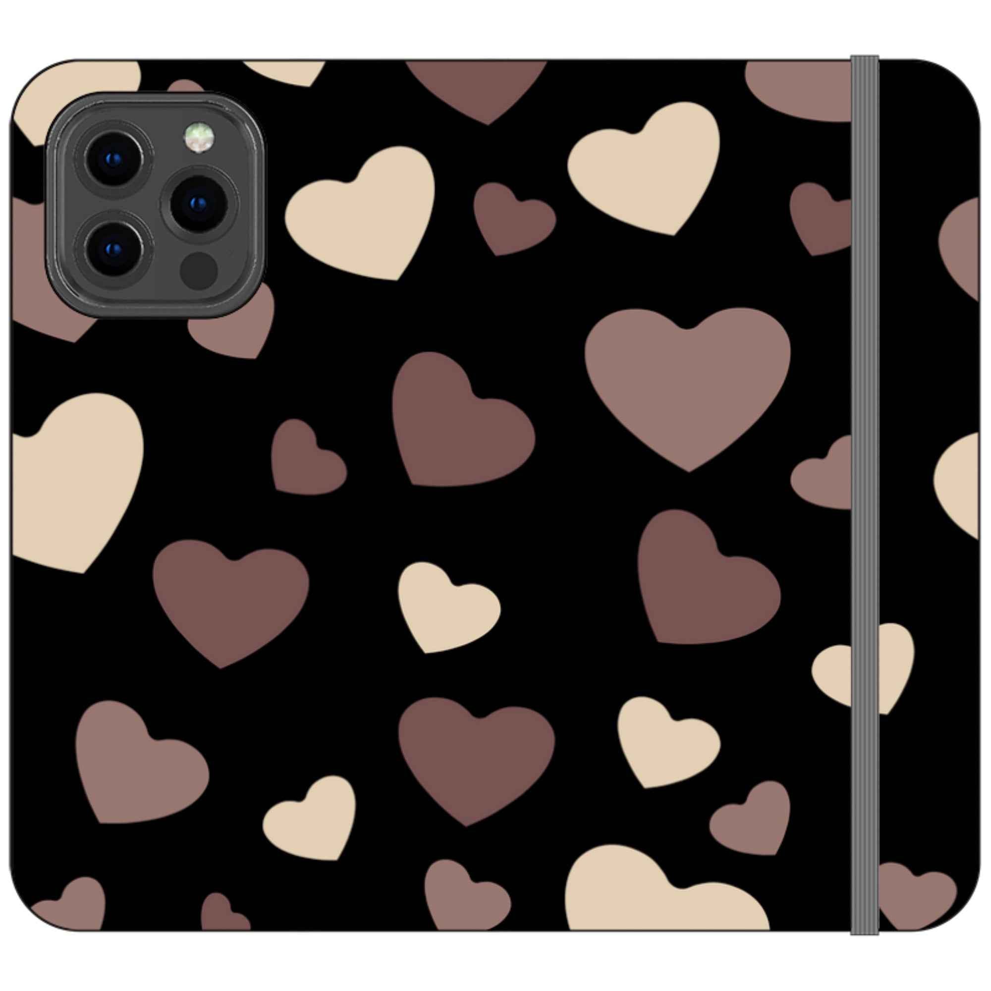 White & Black Hearts Vegan Leather — iPhone 13 Pro Max Wallet Case — Finnaij