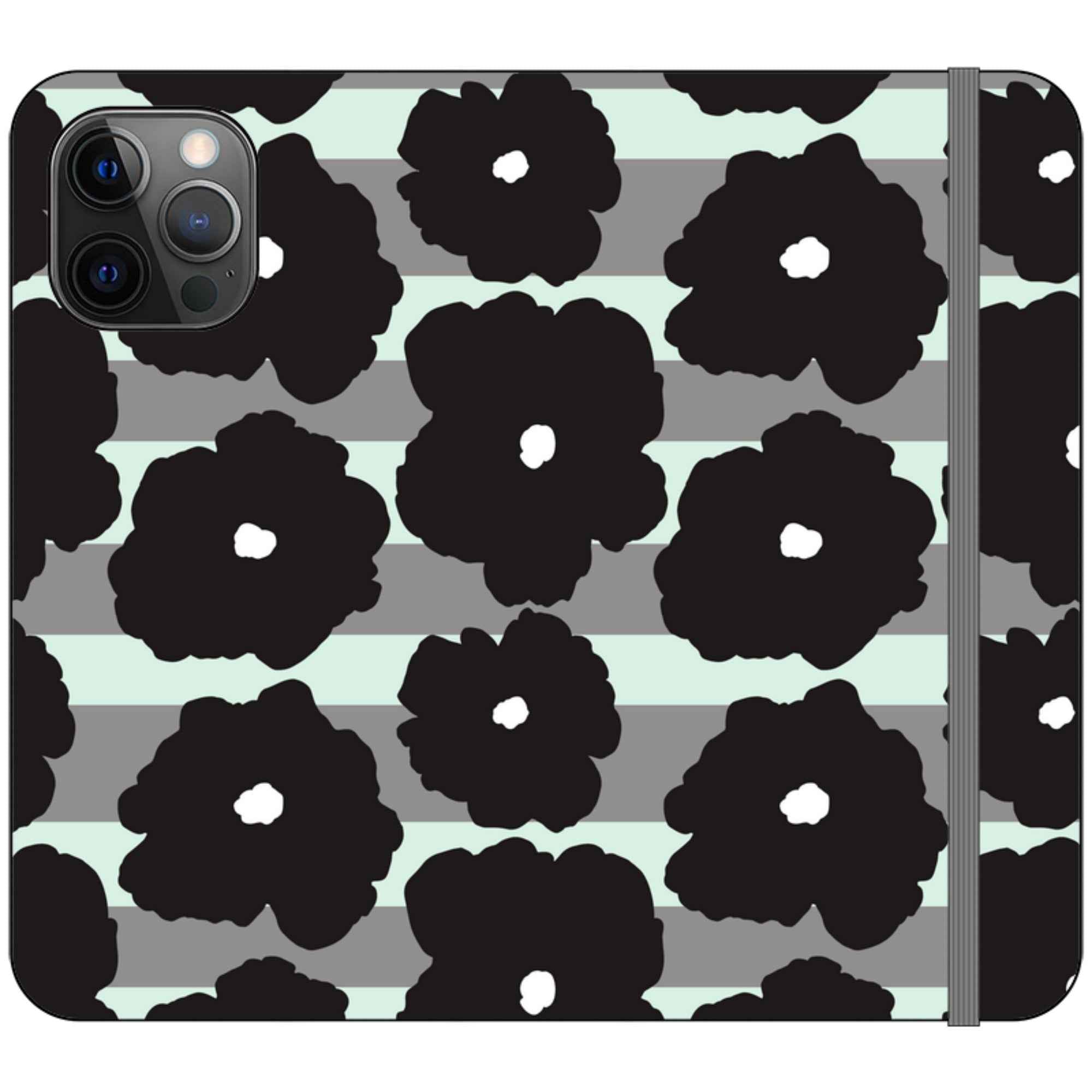 Bold Floral Black — iPhone 12 Pro Max Wallet Case — Finnaij