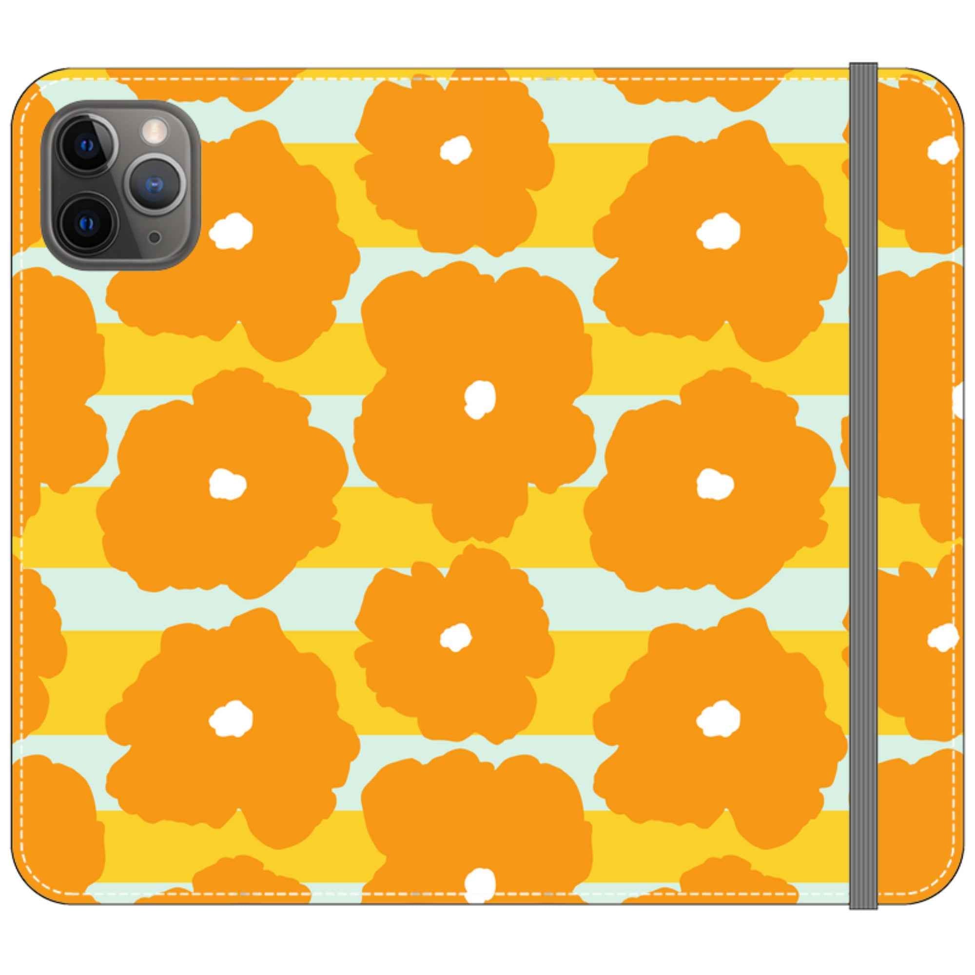 Bold Floral Orange — iPhone 11 Pro Max Wallet Case — Finnaij