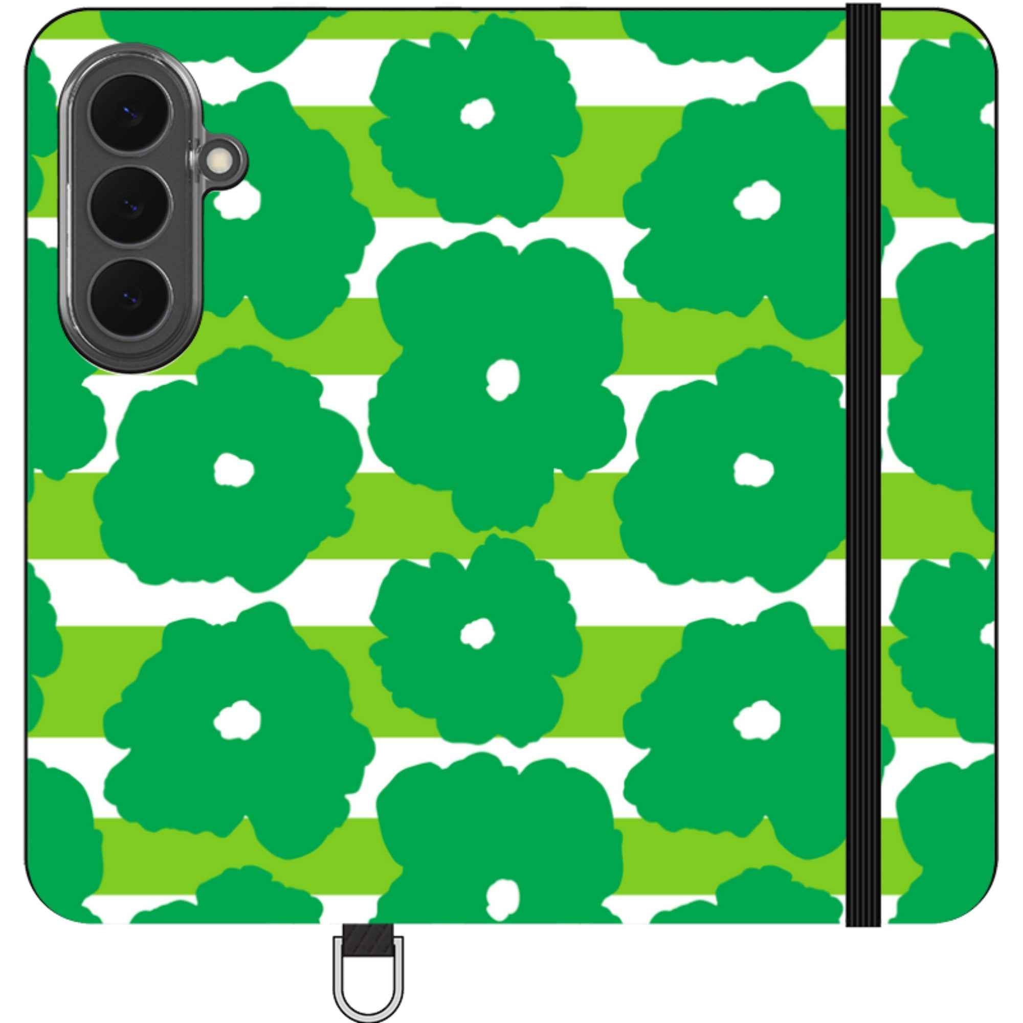 Bold Floral Green — Apple Vegan Leather Folio Wallet Case — Finnaij