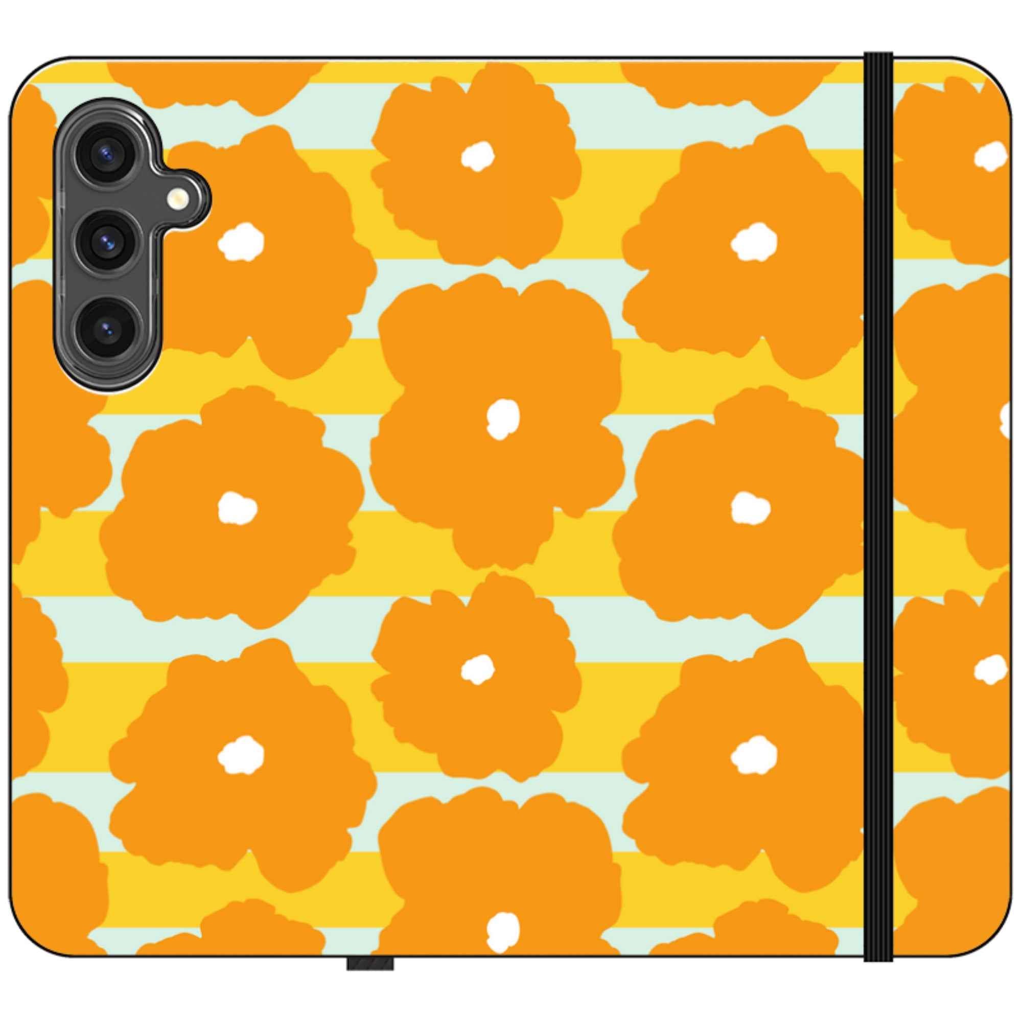 Bold Floral Orange — Apple Folio Wallet Case — Finnaij