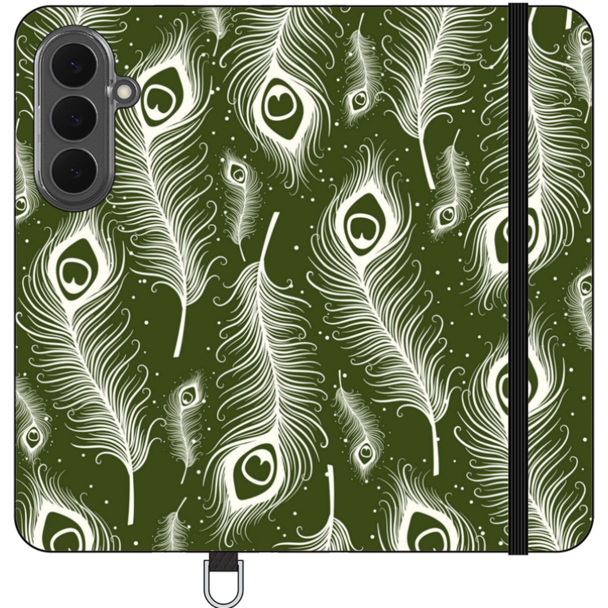 Feathers in Bloom Army Green Folio Wallet Phone Case — Finnaij