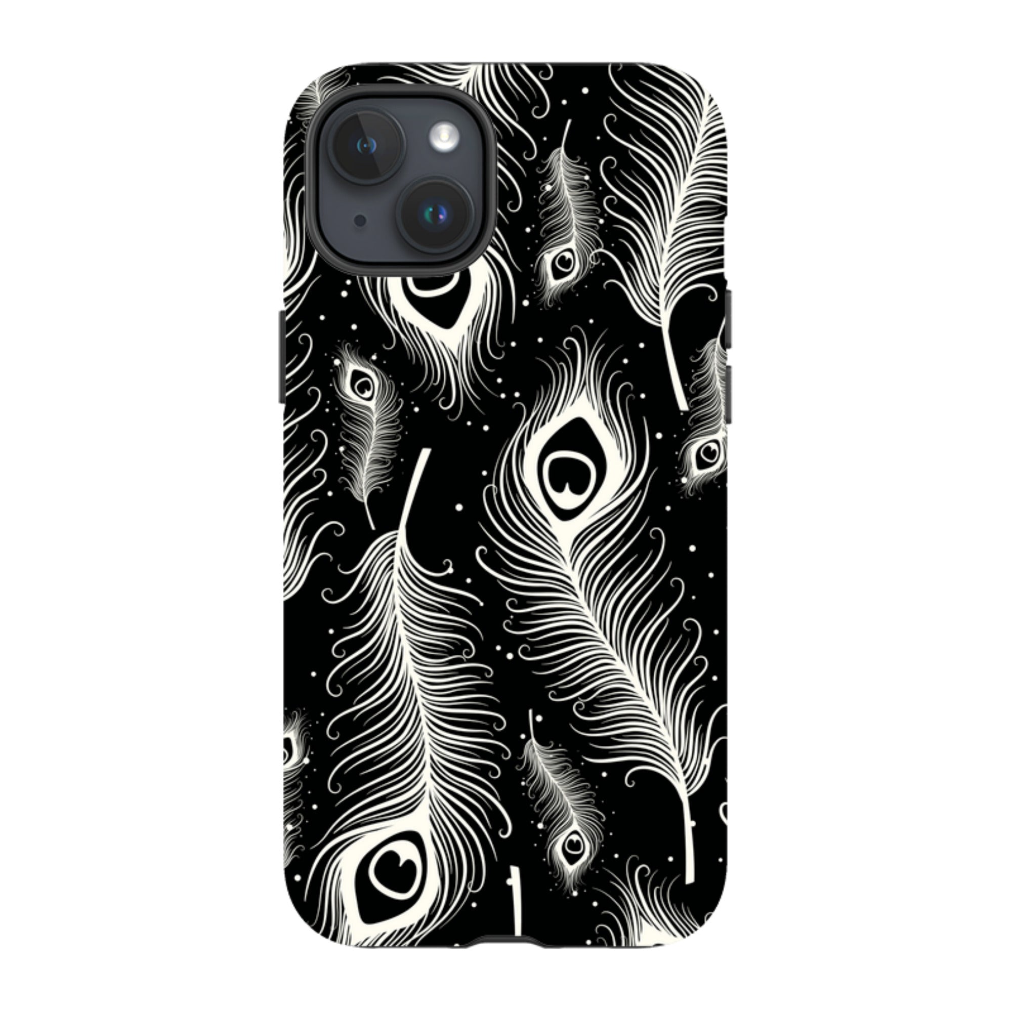 Feathers in Bloom Black — Apple iPhone Tough Case — Finnaij