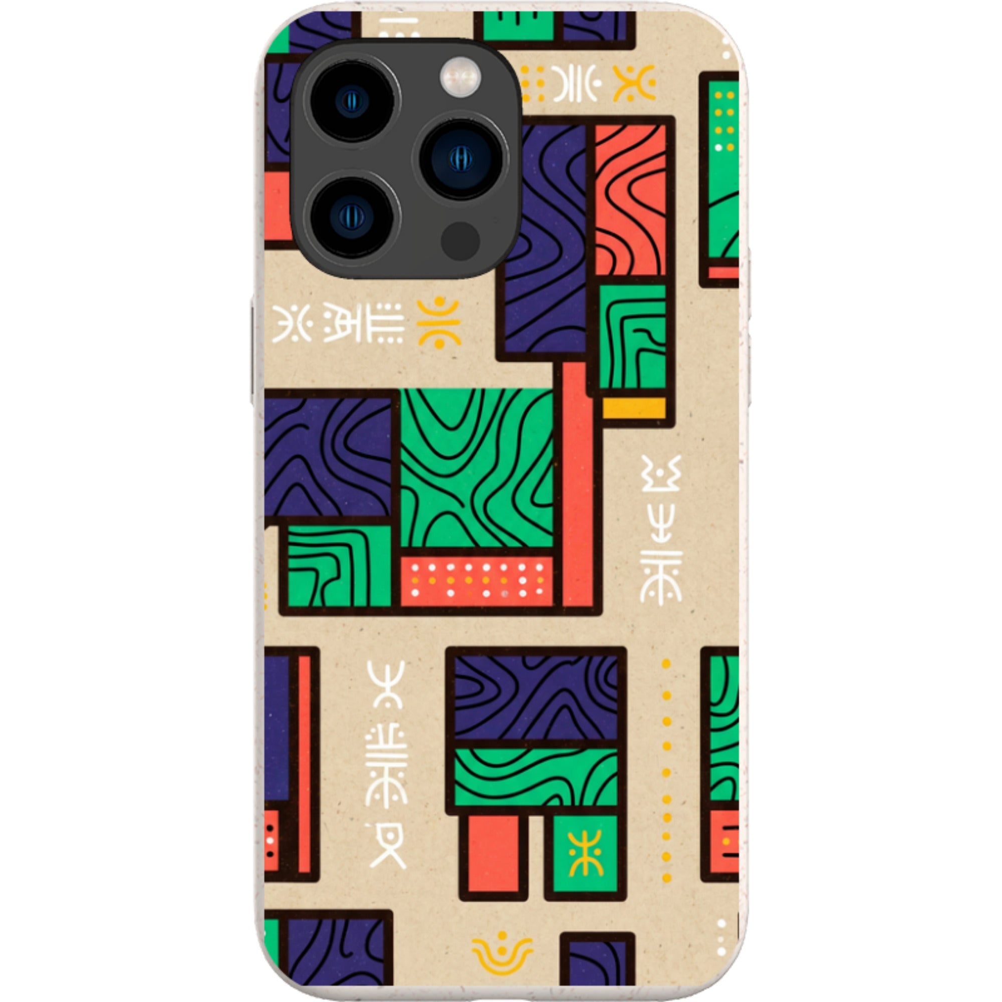 Ankara Blocks on Sand by Ada Okoye — iPhone 15 Pro Max iPhone Bio-degradable Case — Finnaij