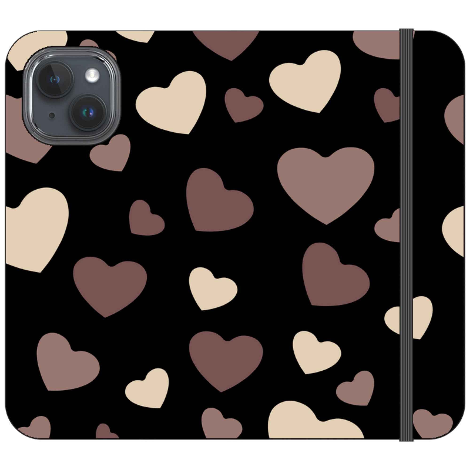 White & Black Hearts Vegan Leather — iPhone 15 Wallet Case — Finnaij