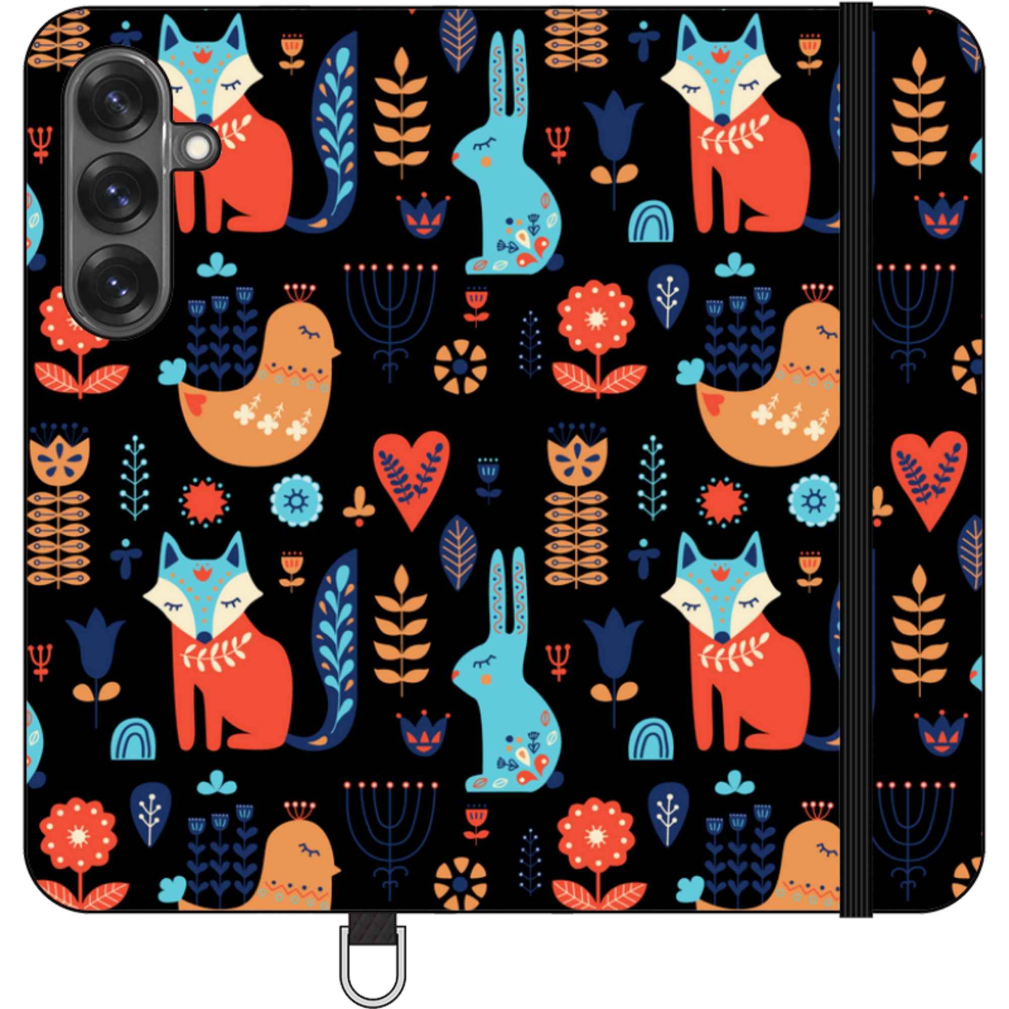 Nordic Ornament Black — Apple Vegan Leather Folio Wallet Case — Finnaij