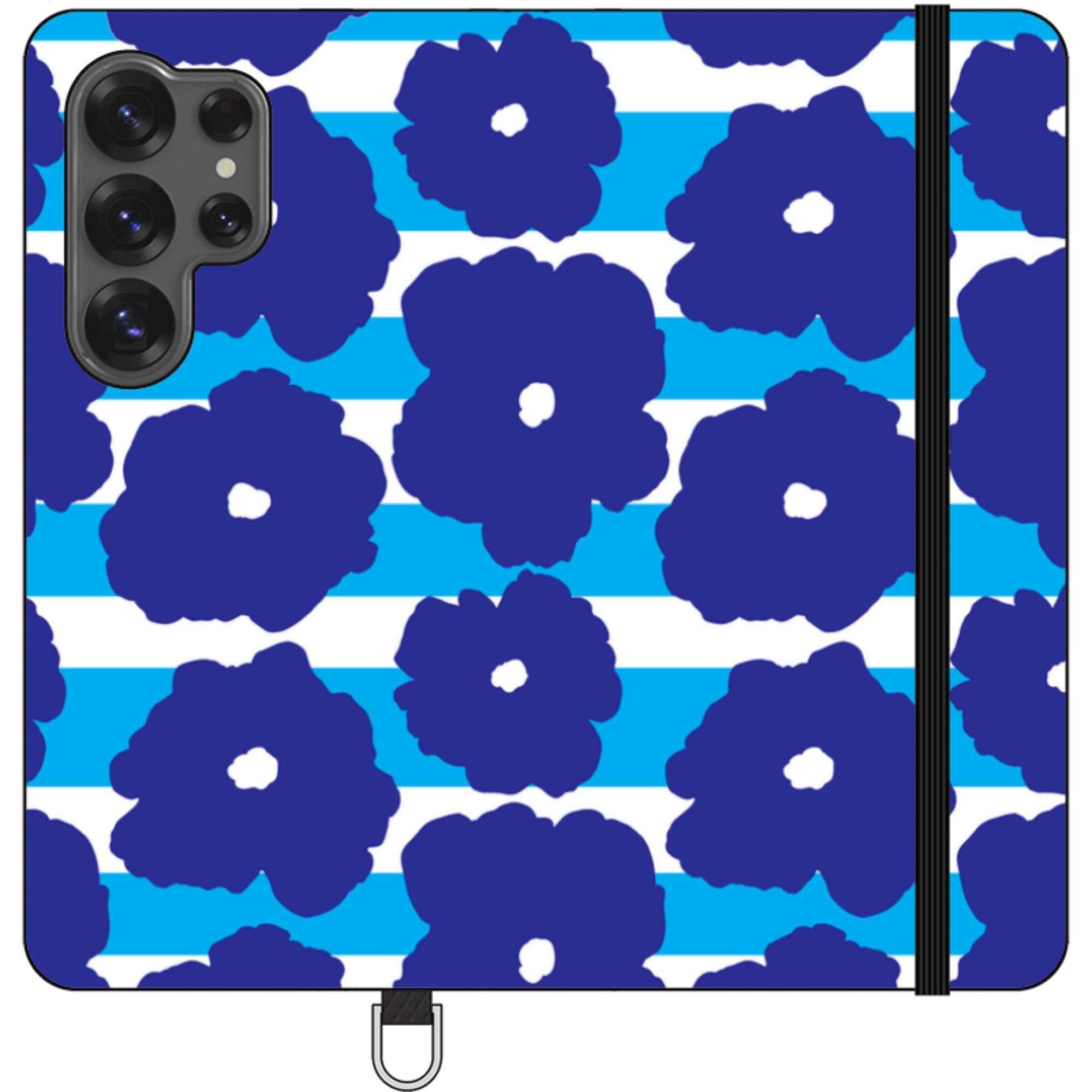 Bold Floral Blue — Apple Vegan Leather Folio Wallet Case — Finnaij