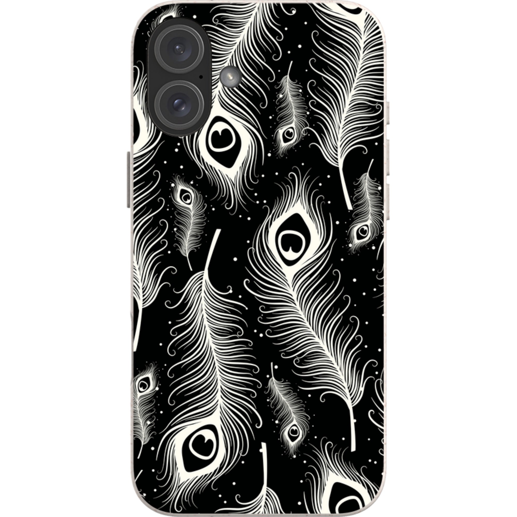 Feathers in Bloom Black — iPhone 16 Plus iPhone Bio-degradable Case — Finnaij
